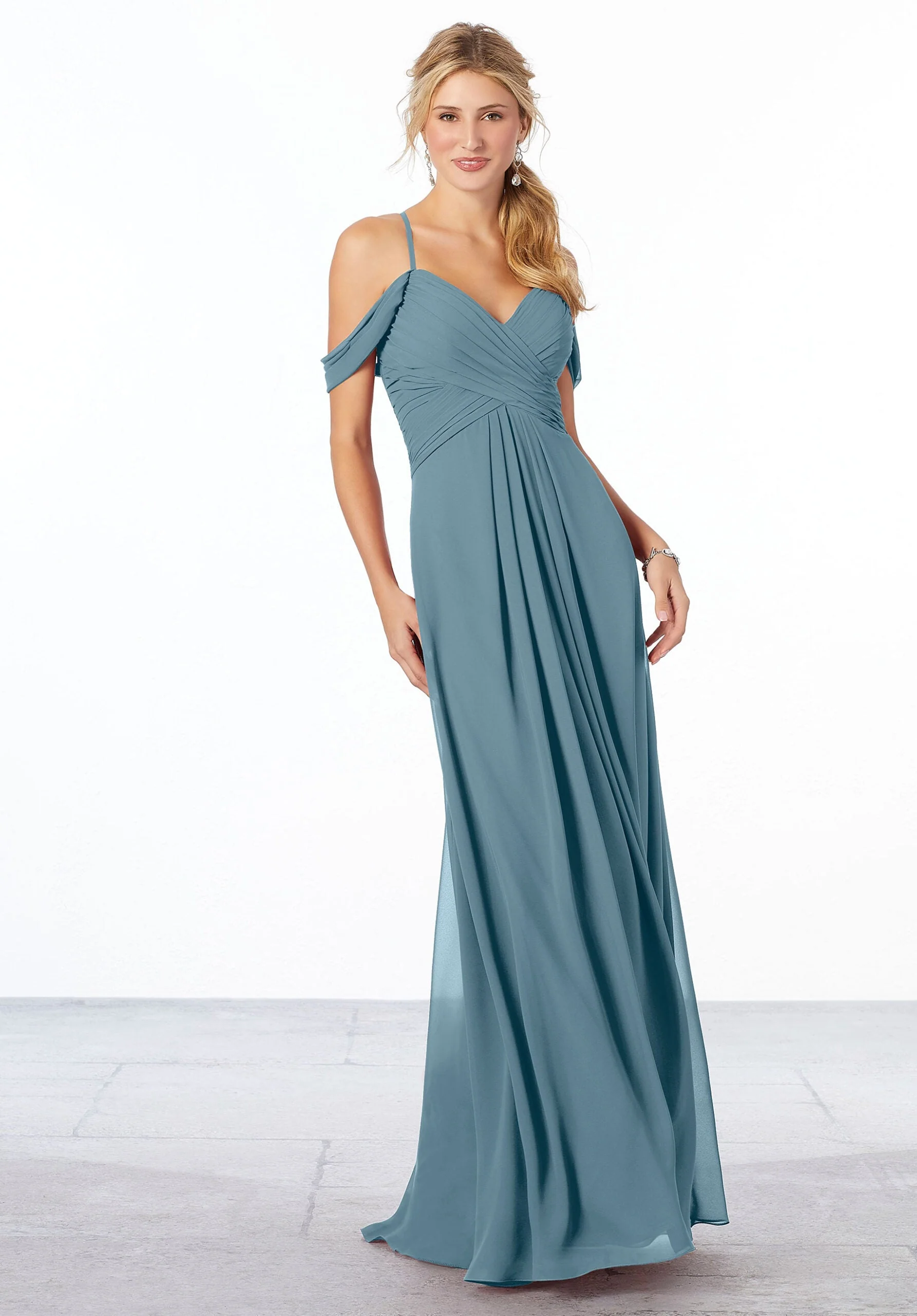Cold-Shoulder Chiffon Bridesmaid Dress - Image 9
