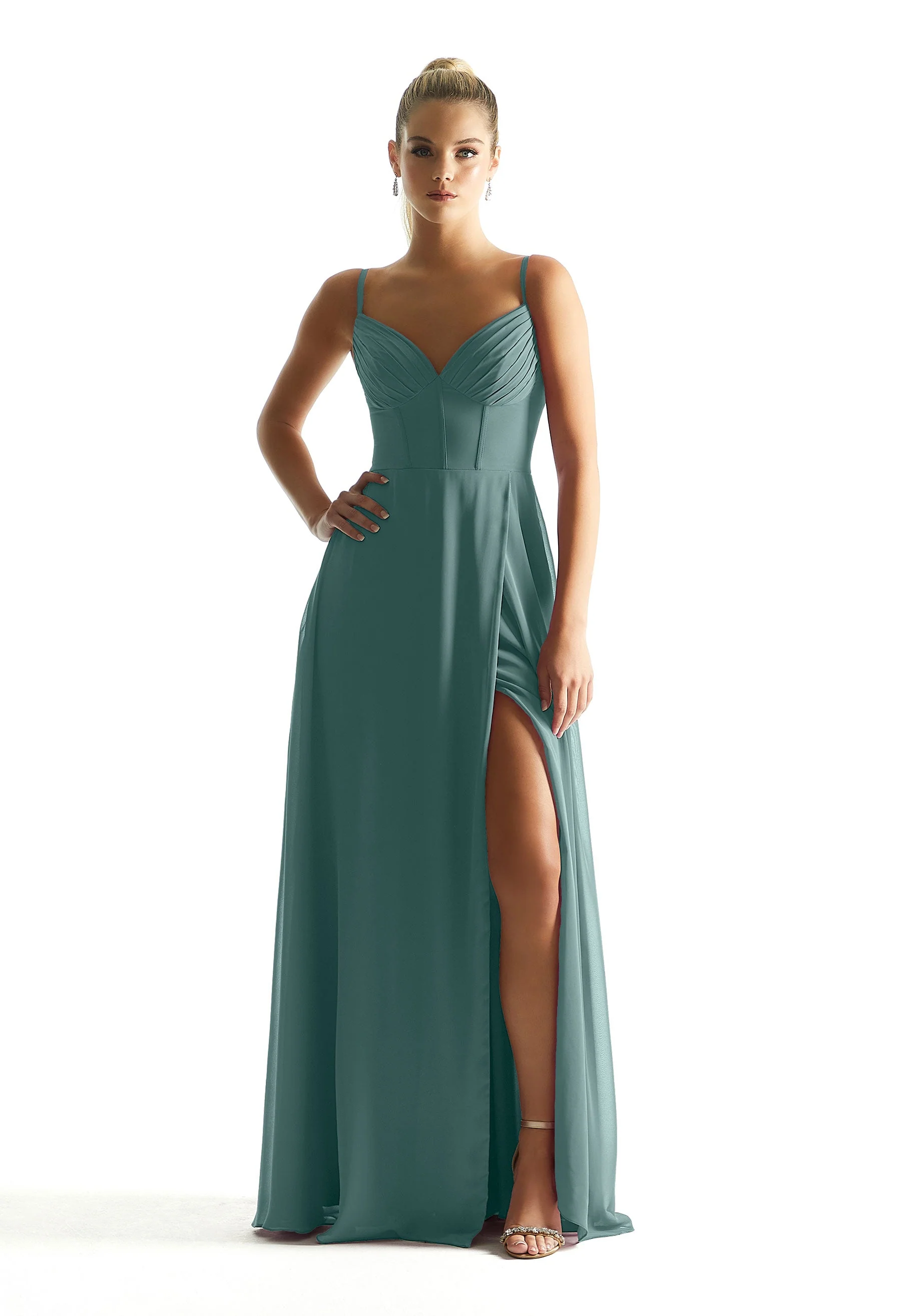 Corset Boned Chiffon Bridesmaid Dress - Image 28