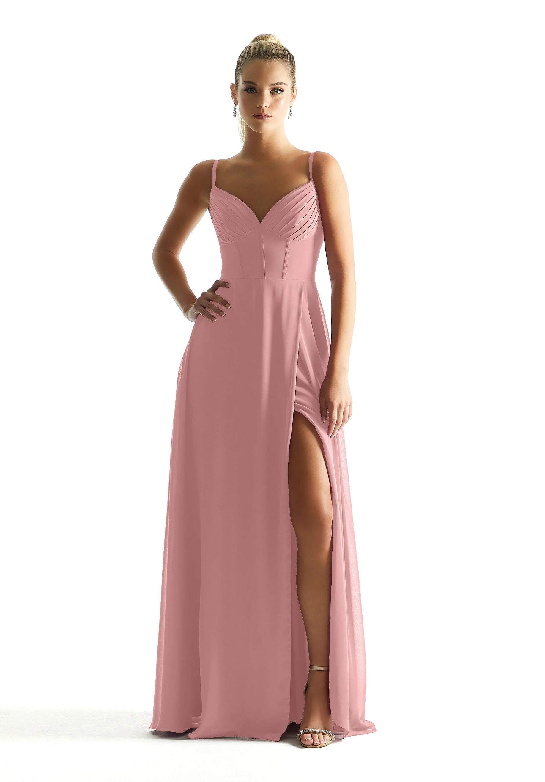Corset Boned Chiffon Bridesmaid Dress - Image 29
