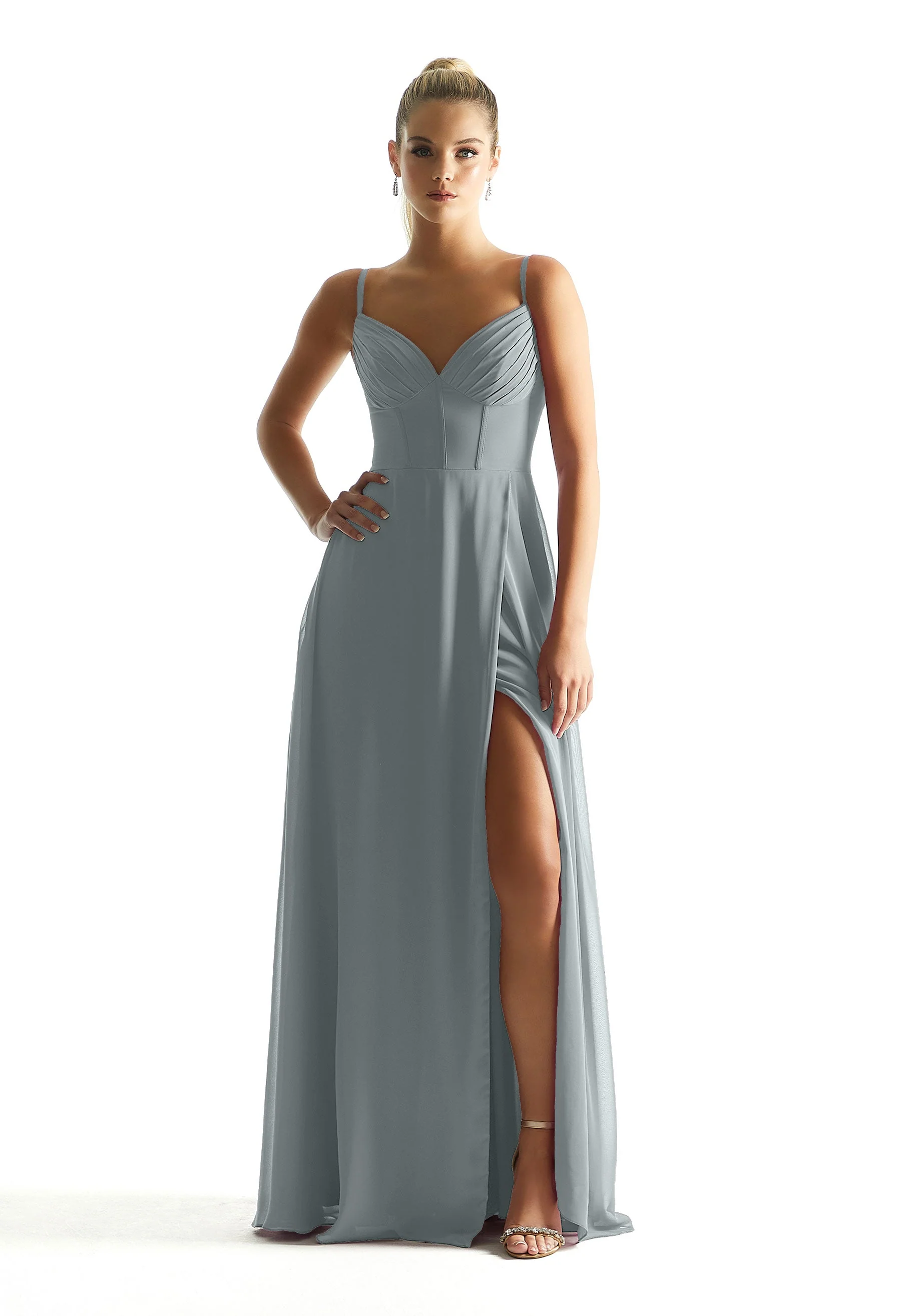 Corset Boned Chiffon Bridesmaid Dress - Image 31