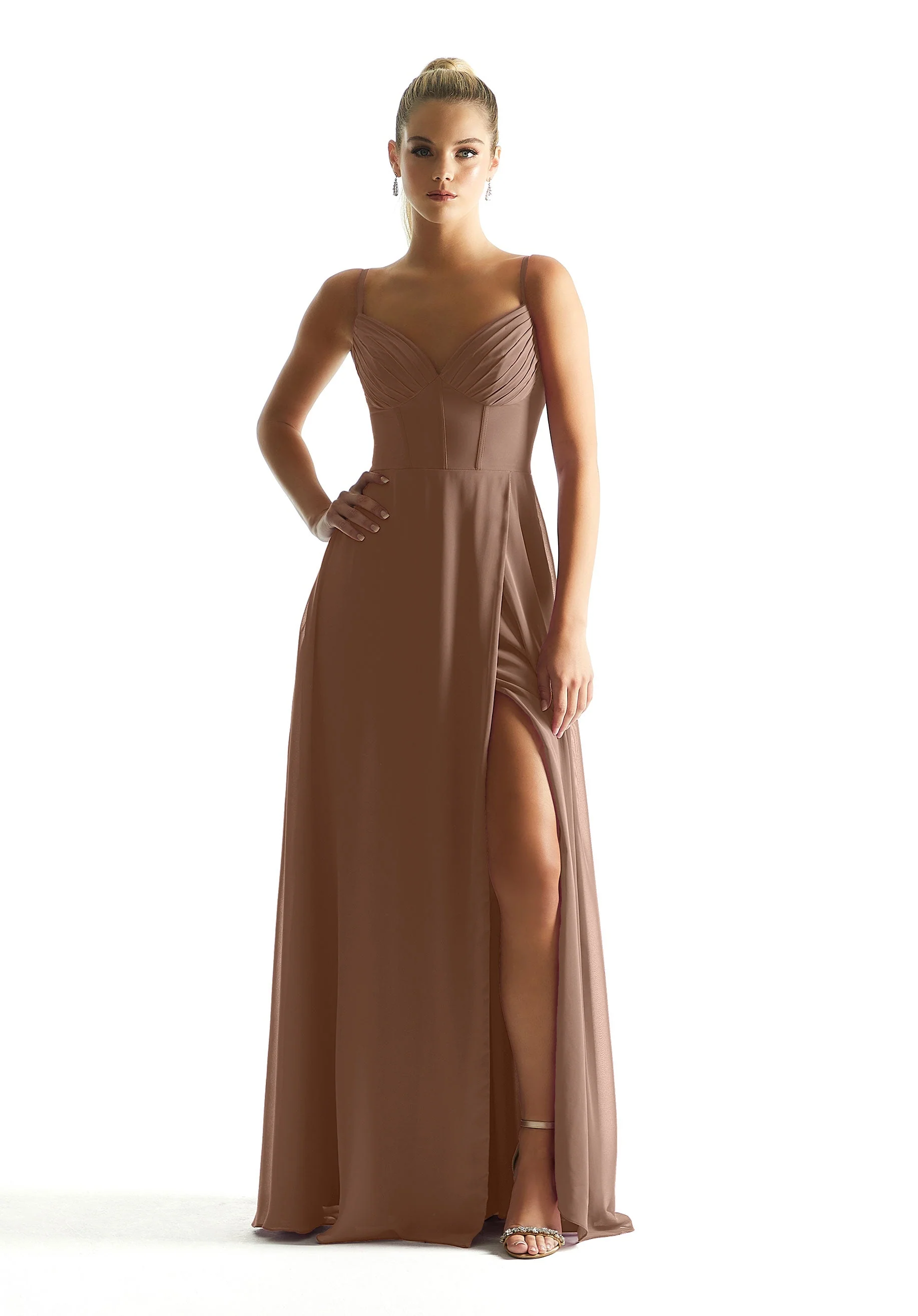 Corset Boned Chiffon Bridesmaid Dress - Image 34