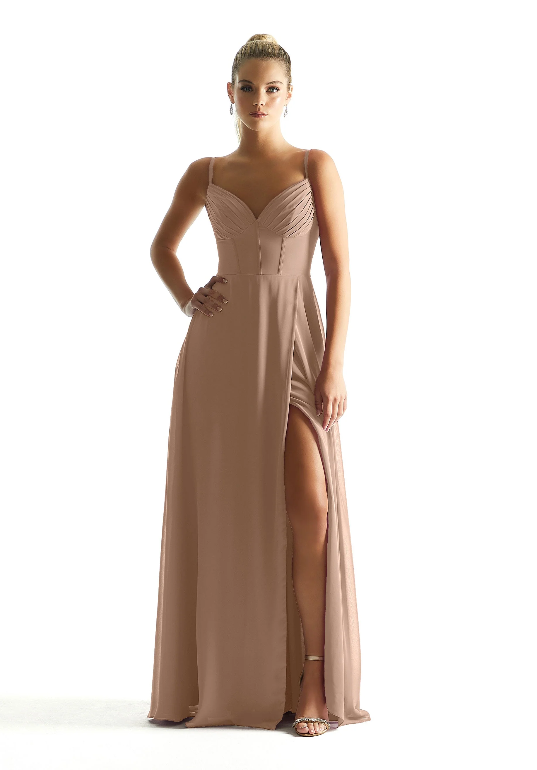 Corset Boned Chiffon Bridesmaid Dress - Image 37