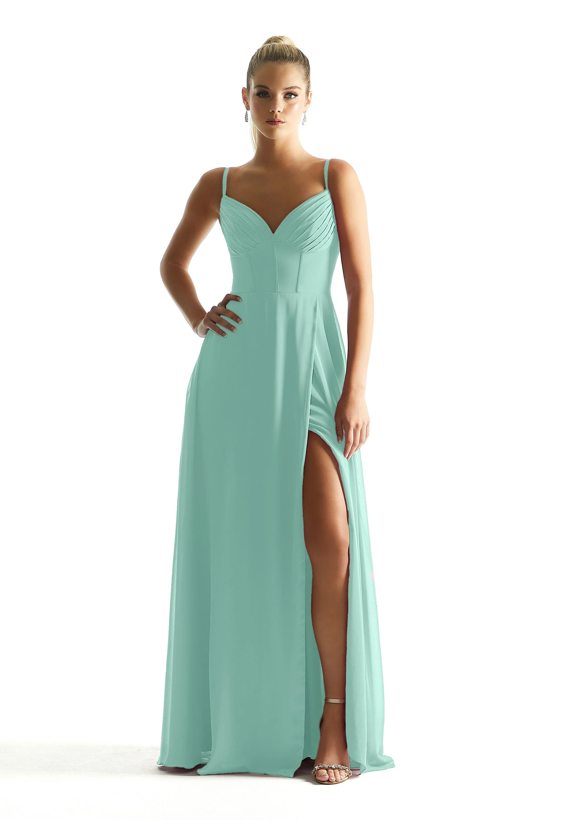 Corset Boned Chiffon Bridesmaid Dress - Image 39