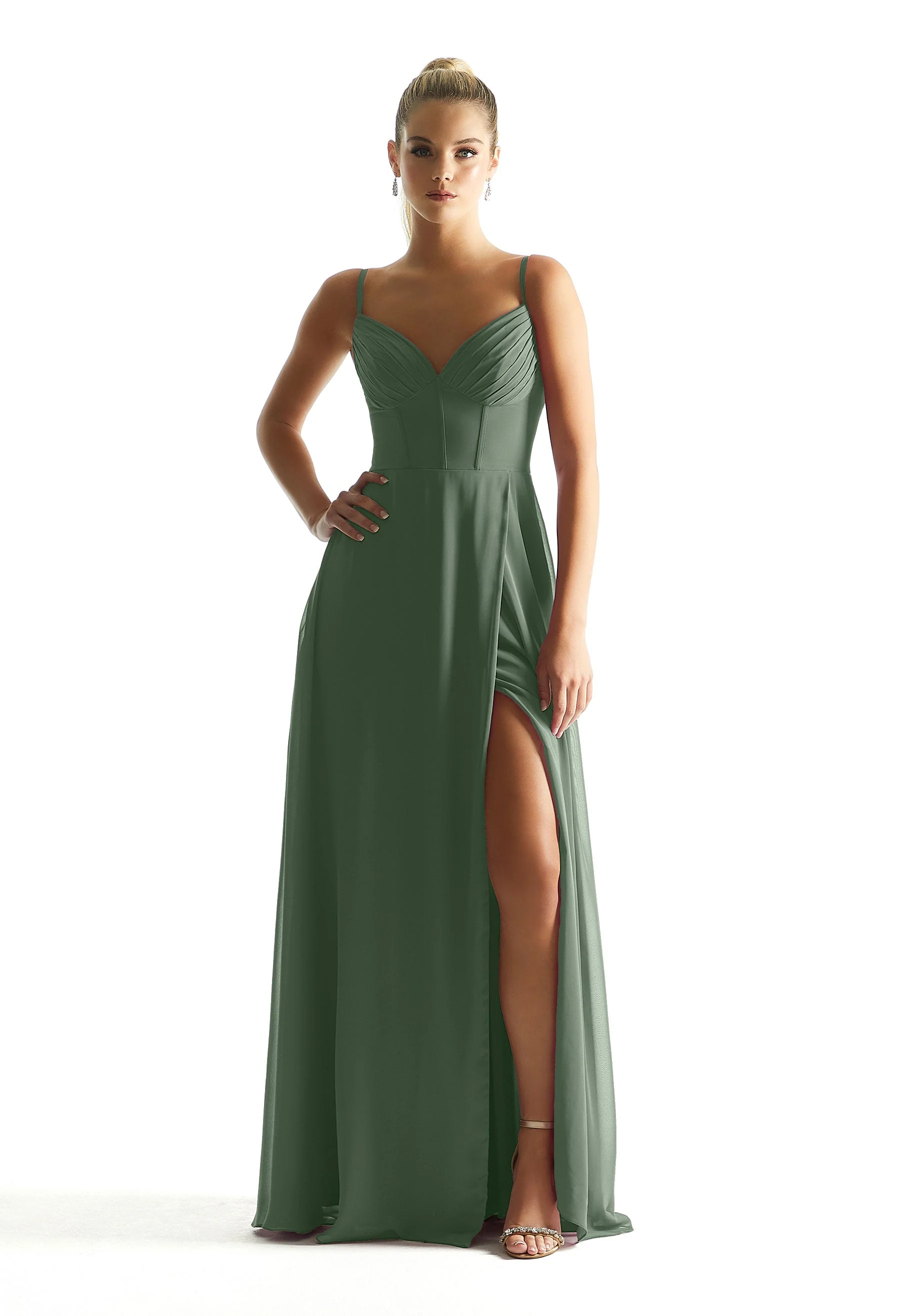 Corset Boned Chiffon Bridesmaid Dress - Image 40