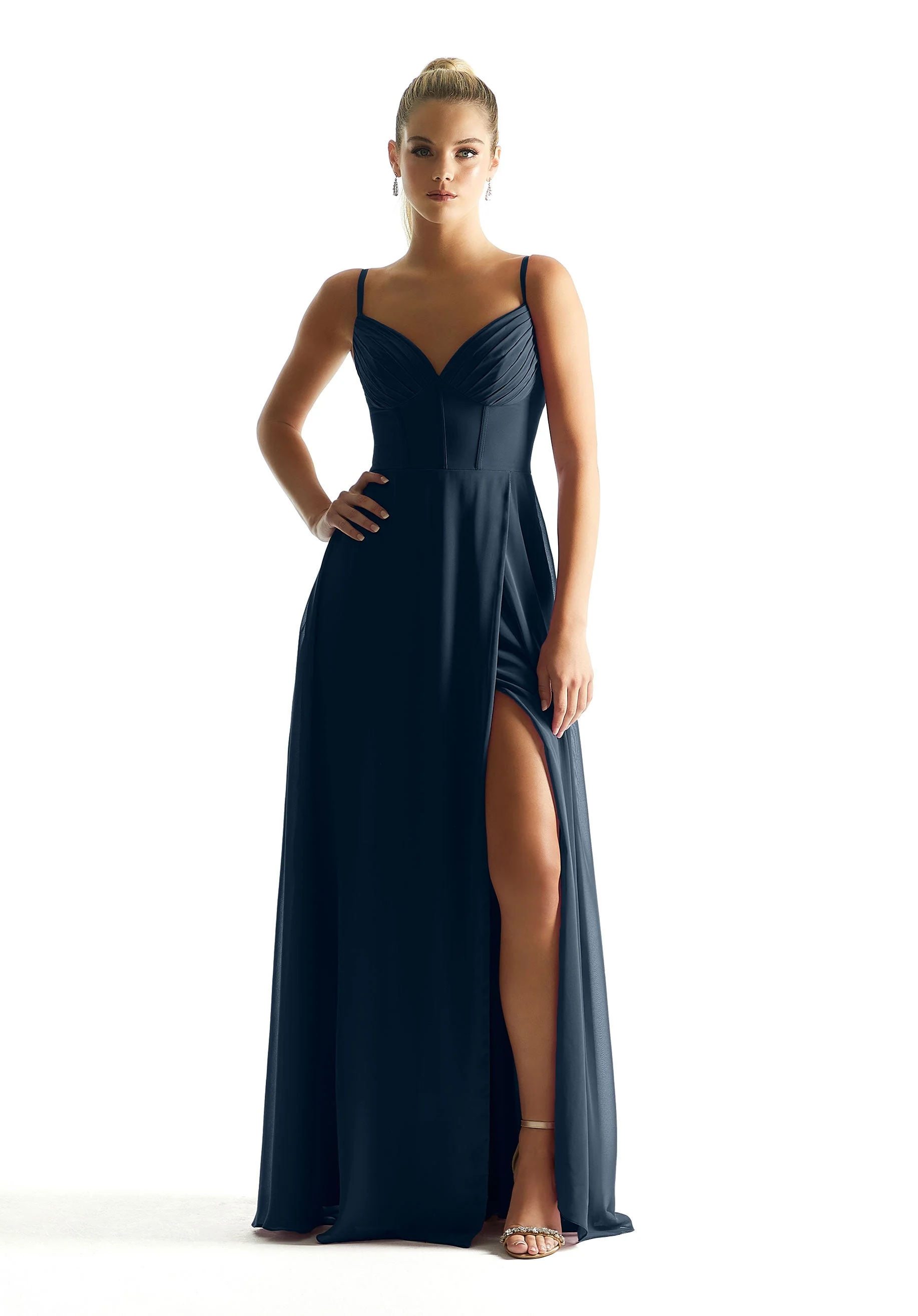 Corset Boned Chiffon Bridesmaid Dress - Image 42