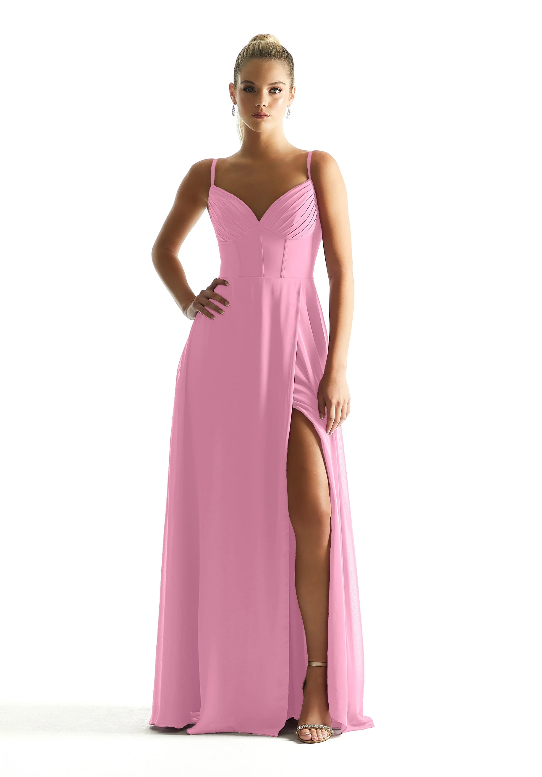 Corset Boned Chiffon Bridesmaid Dress - Image 44