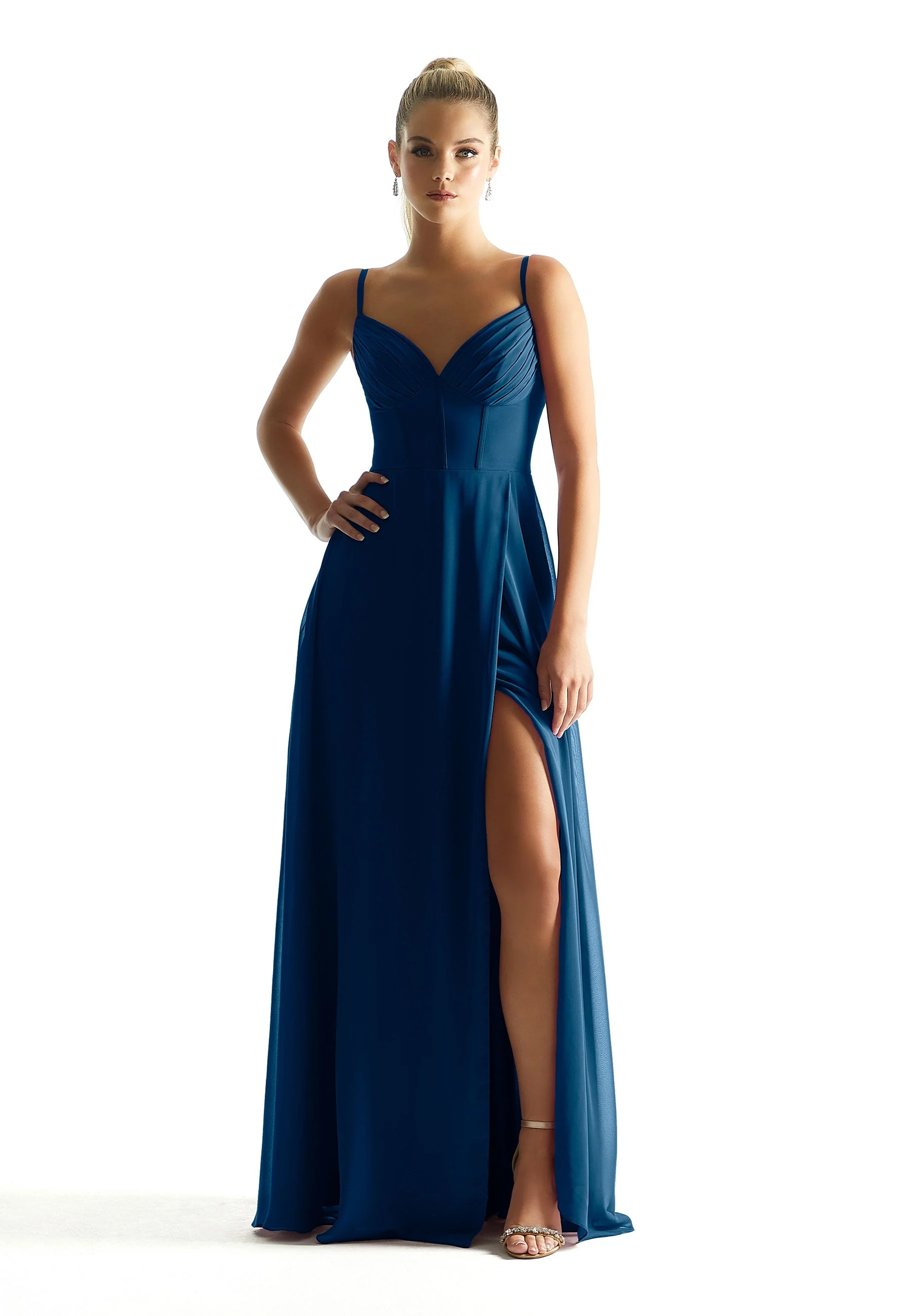 Corset Boned Chiffon Bridesmaid Dress - Image 47