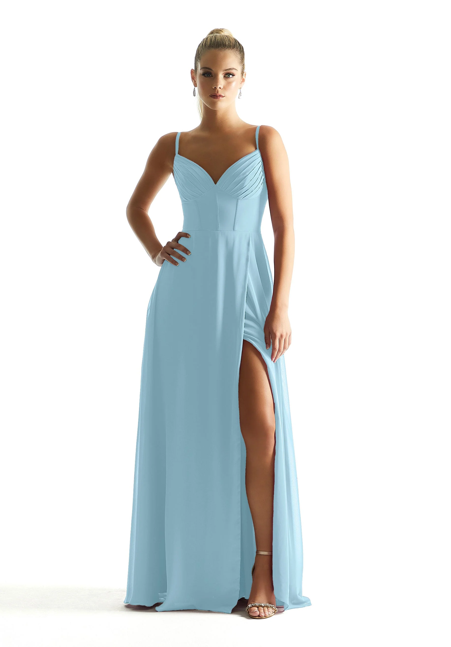 Corset Boned Chiffon Bridesmaid Dress - Image 49