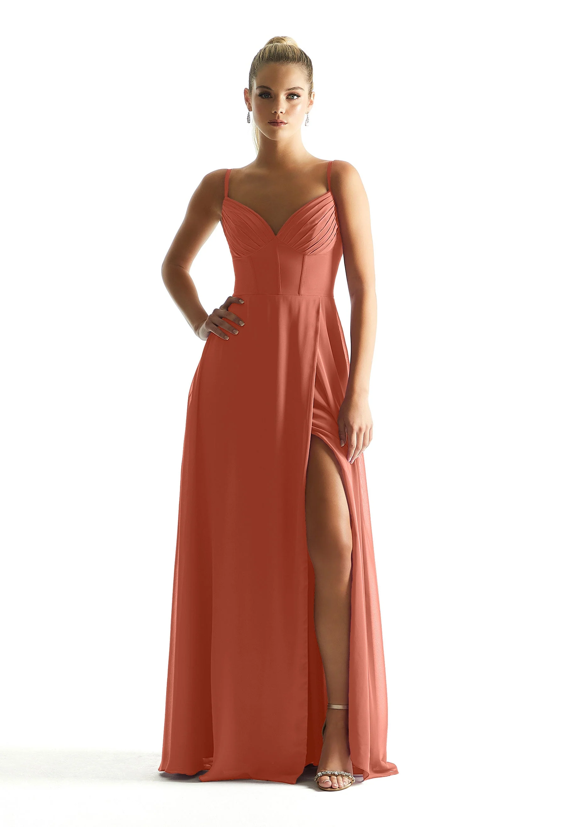 Corset Boned Chiffon Bridesmaid Dress - Image 52