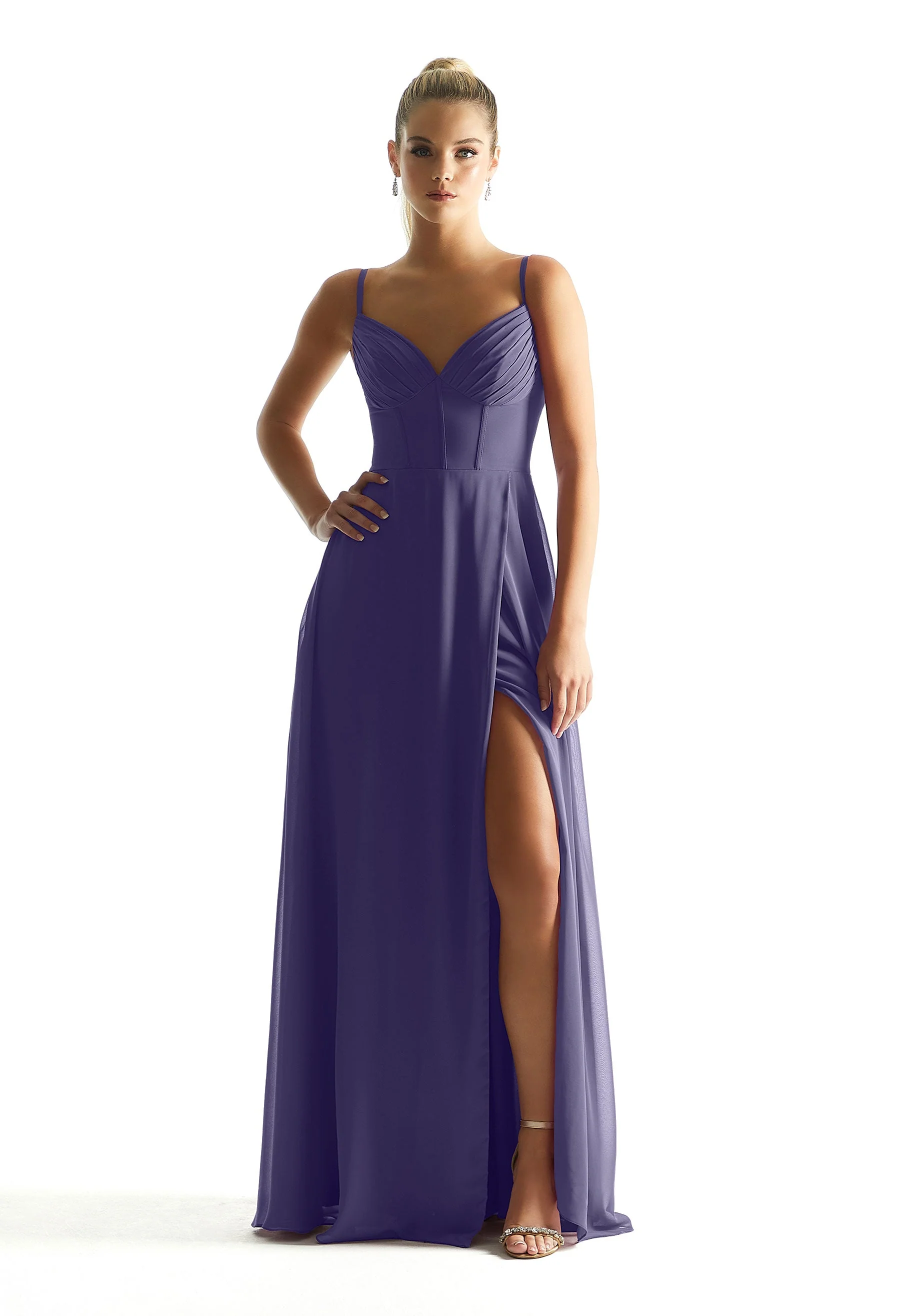Corset Boned Chiffon Bridesmaid Dress - Image 53