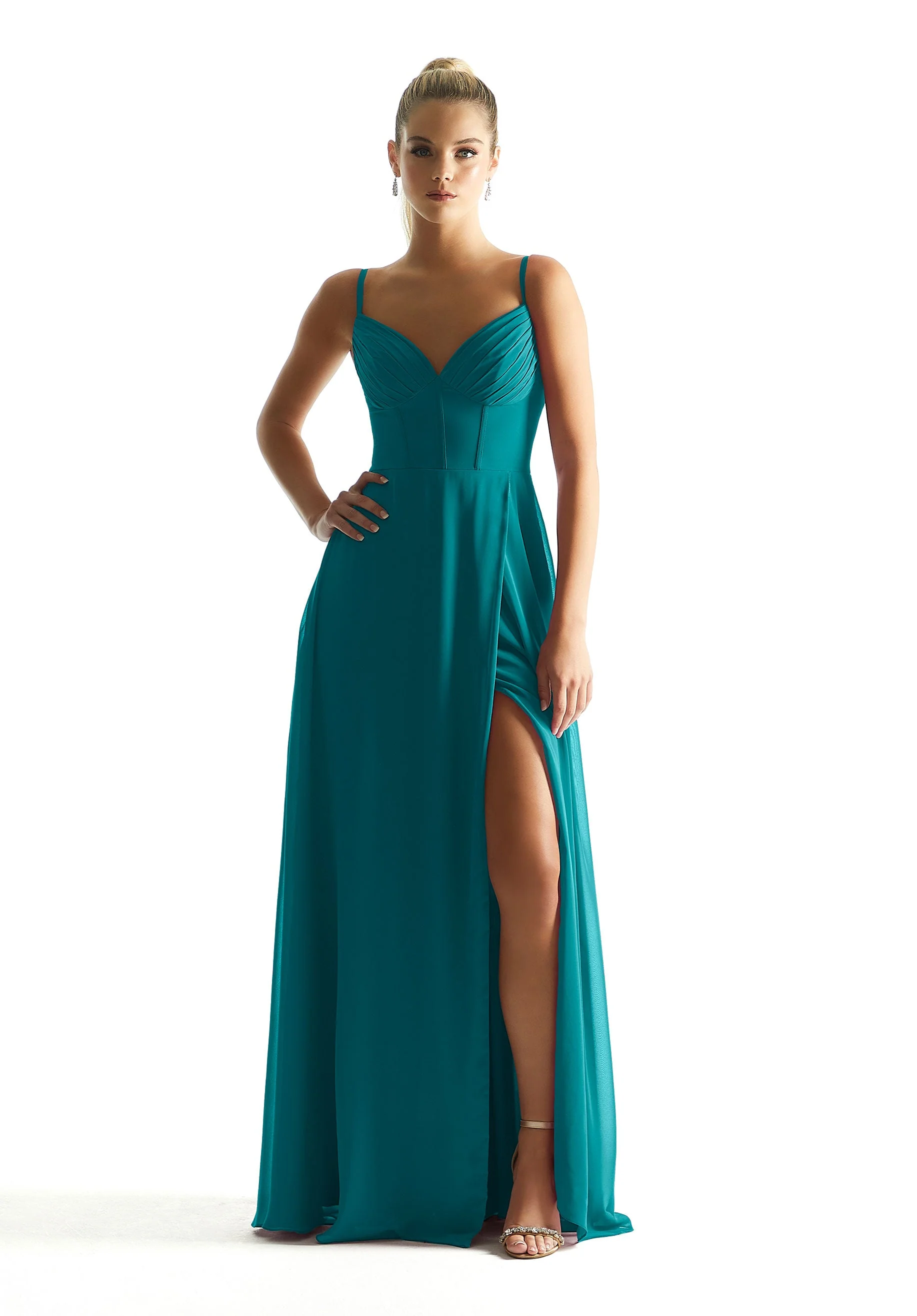 Corset Boned Chiffon Bridesmaid Dress - Image 54