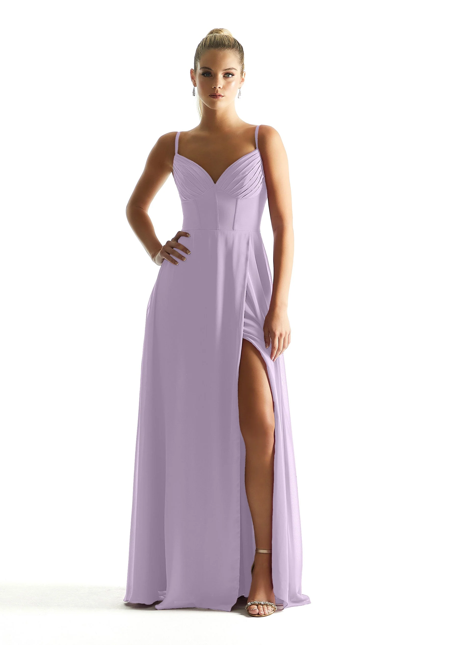 Corset Boned Chiffon Bridesmaid Dress - Image 56