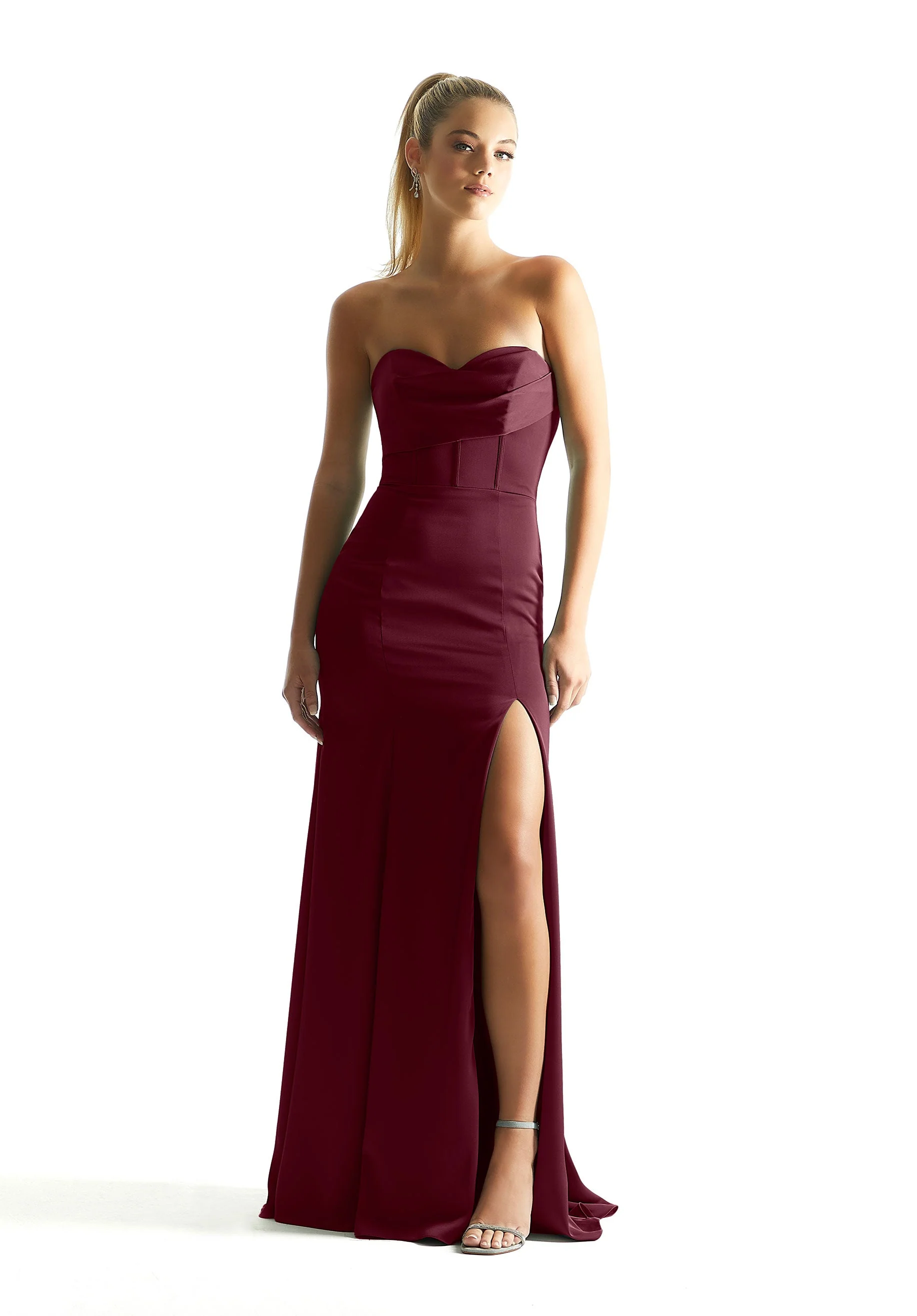 Corset Fit and Flare Luxe Satin Bridesmaid Dress - Image 10