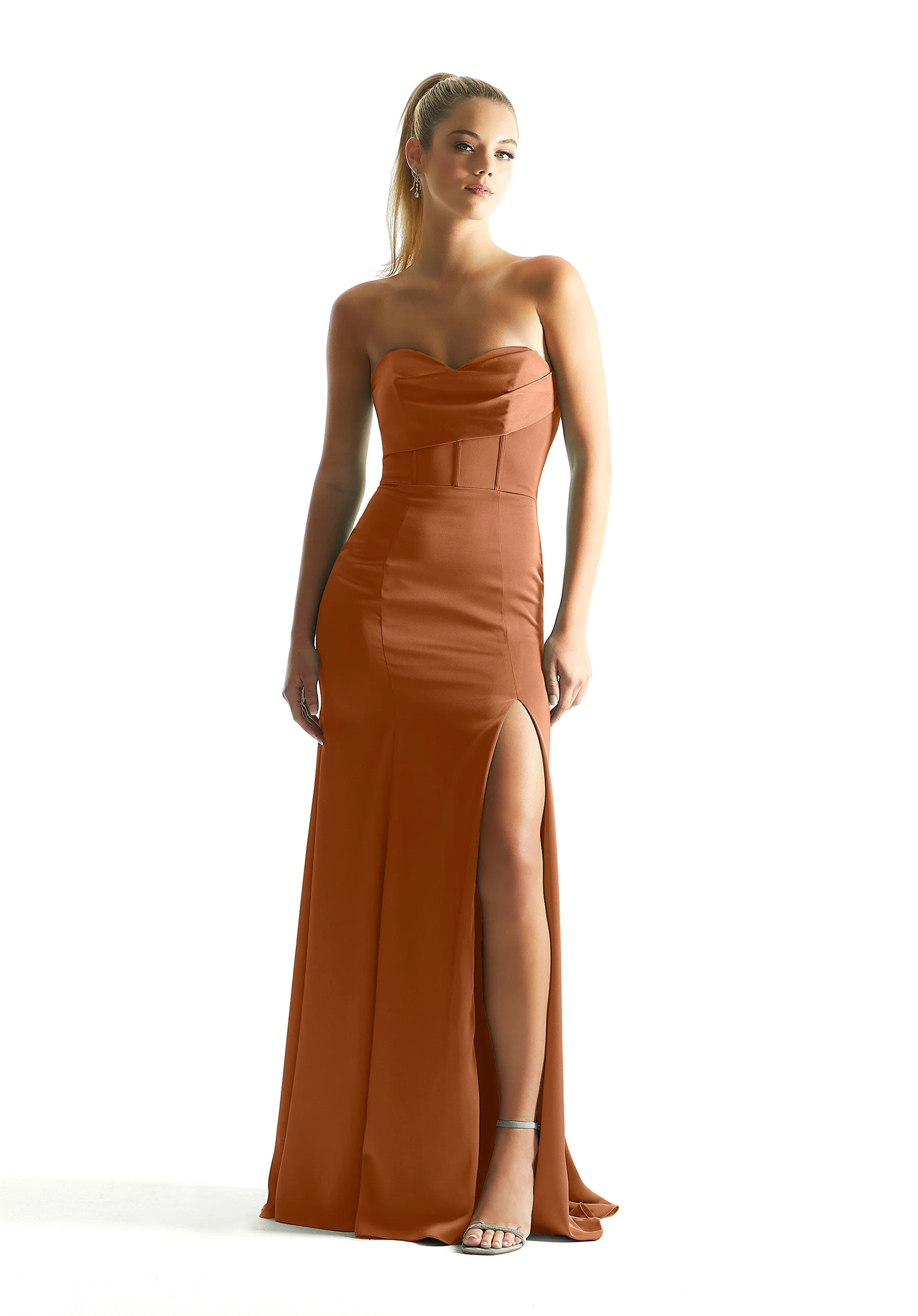 Corset Fit and Flare Luxe Satin Bridesmaid Dress - Image 11