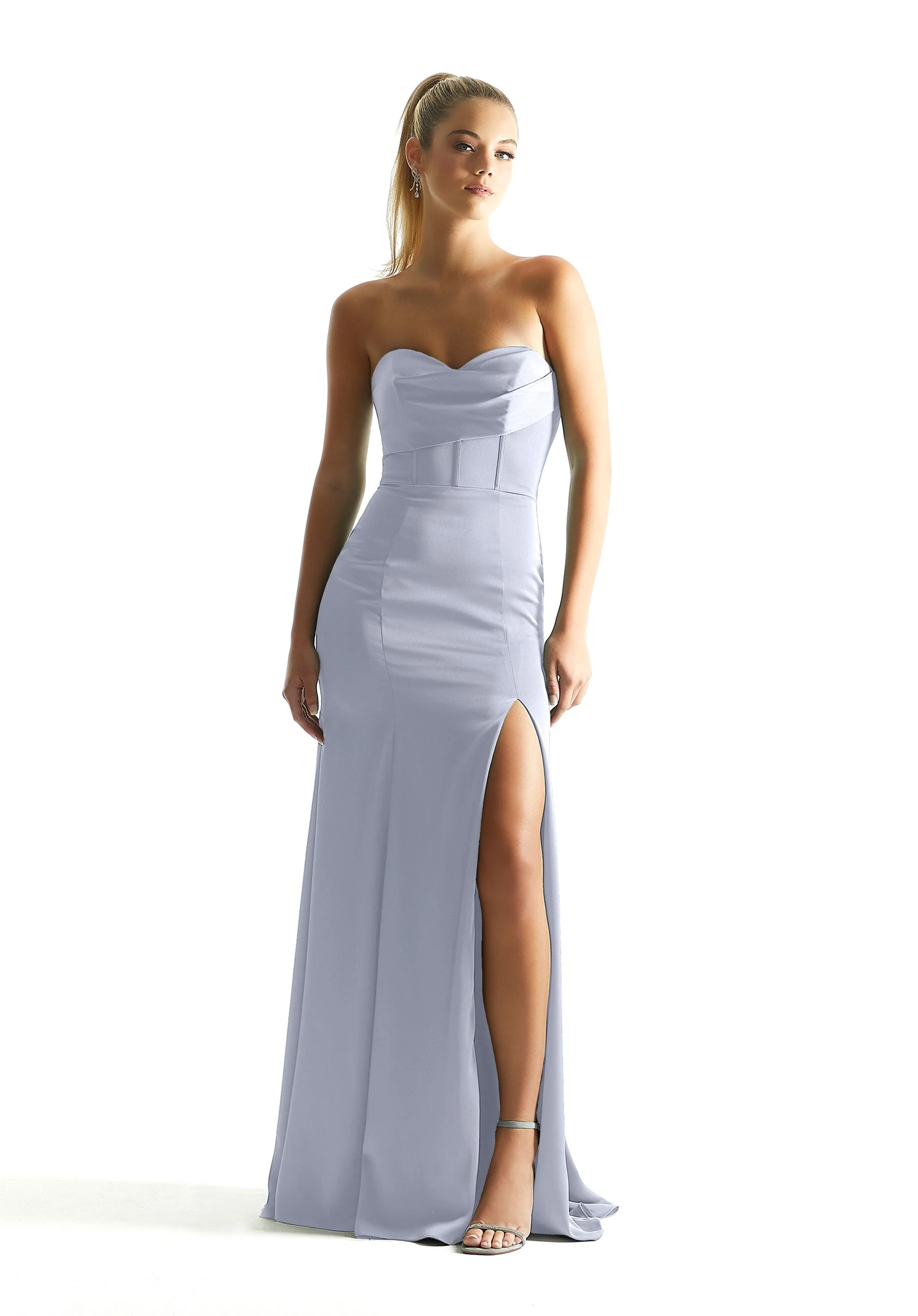 Corset Fit and Flare Luxe Satin Bridesmaid Dress - Image 14