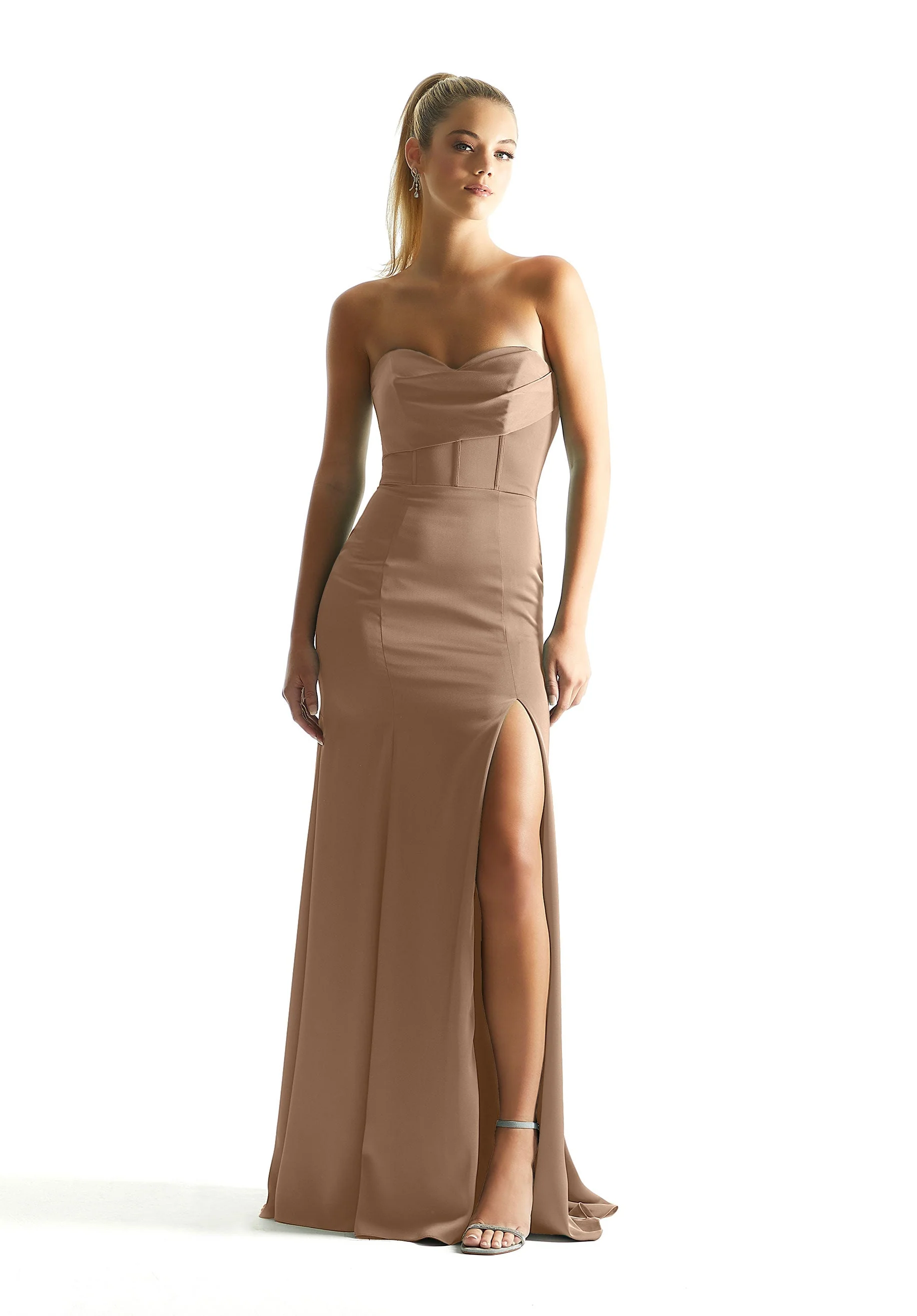 Corset Fit and Flare Luxe Satin Bridesmaid Dress - Image 15