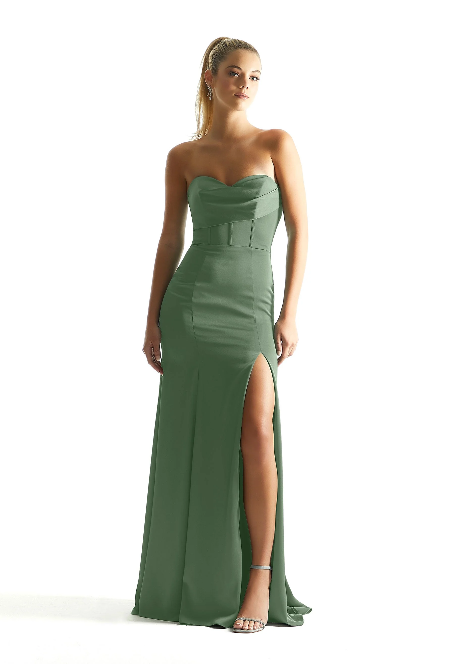 Corset Fit and Flare Luxe Satin Bridesmaid Dress - Image 16