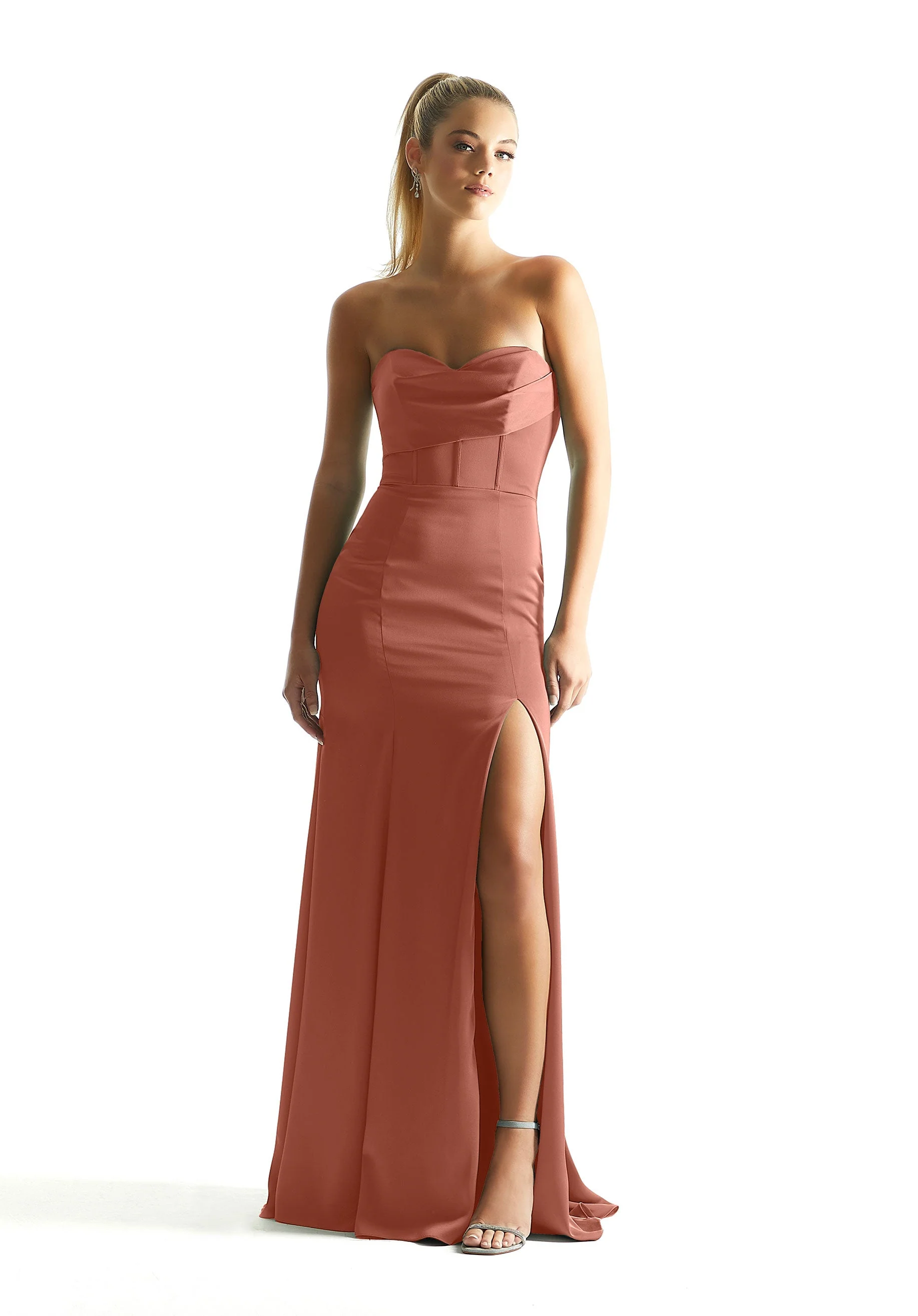 Corset Fit and Flare Luxe Satin Bridesmaid Dress - Image 19