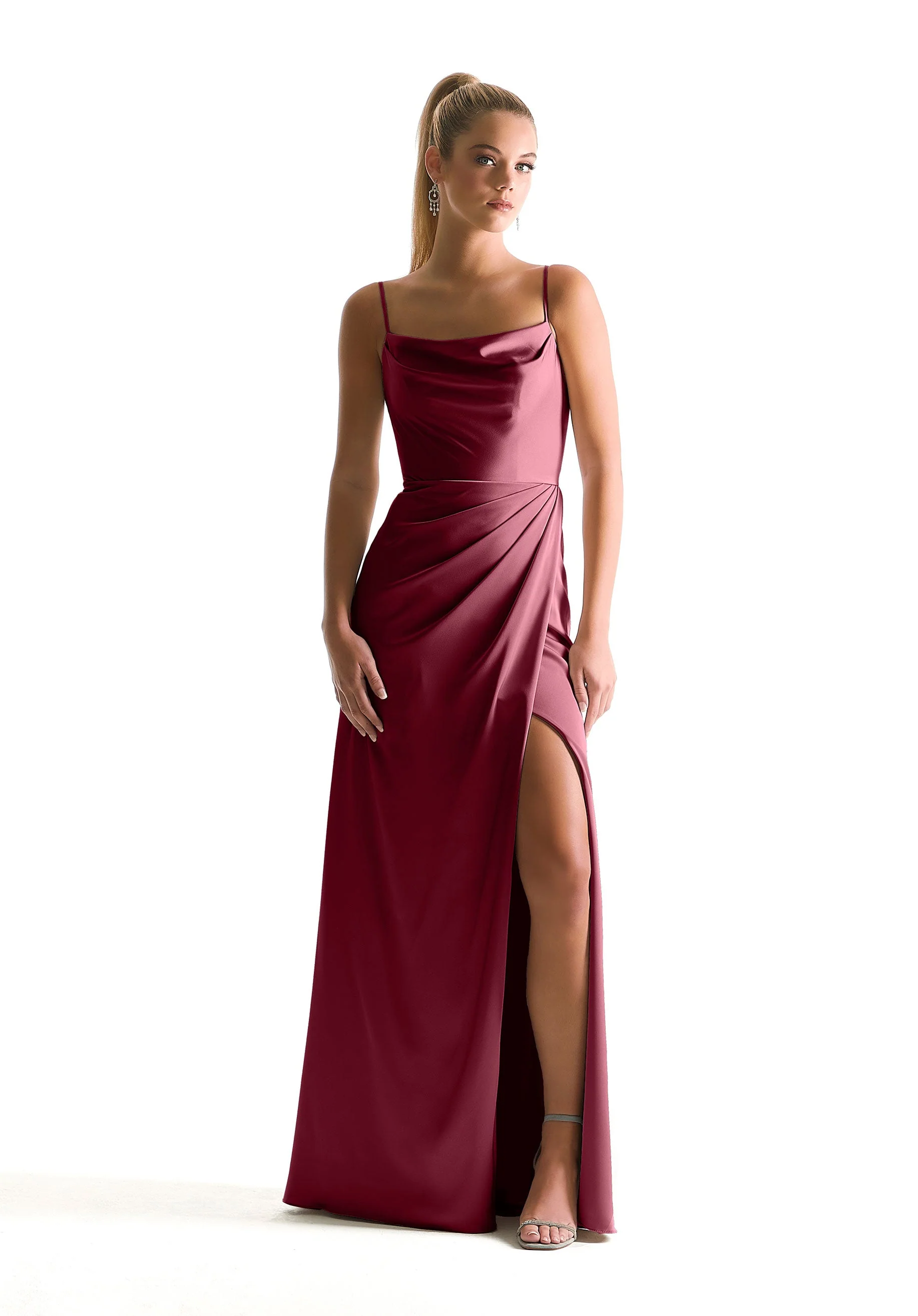 Cowl Neck Luxe Satin Bridesmaid Dress - Image 10
