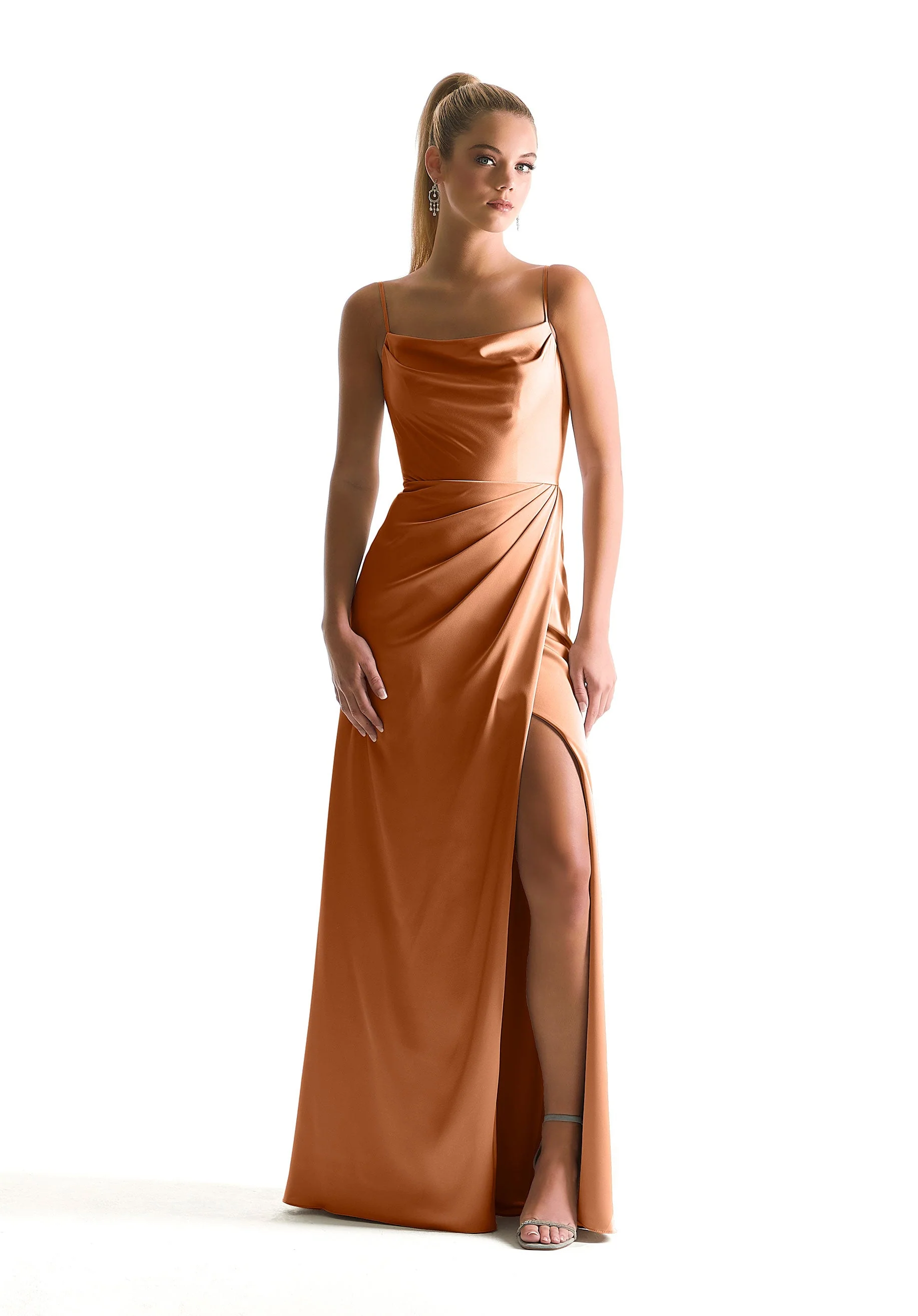 Cowl Neck Luxe Satin Bridesmaid Dress - Image 11