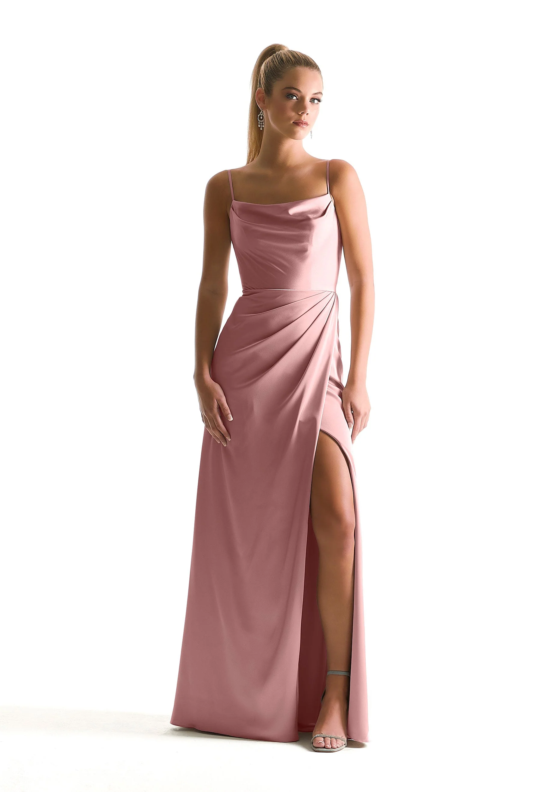 Cowl Neck Luxe Satin Bridesmaid Dress - Image 12