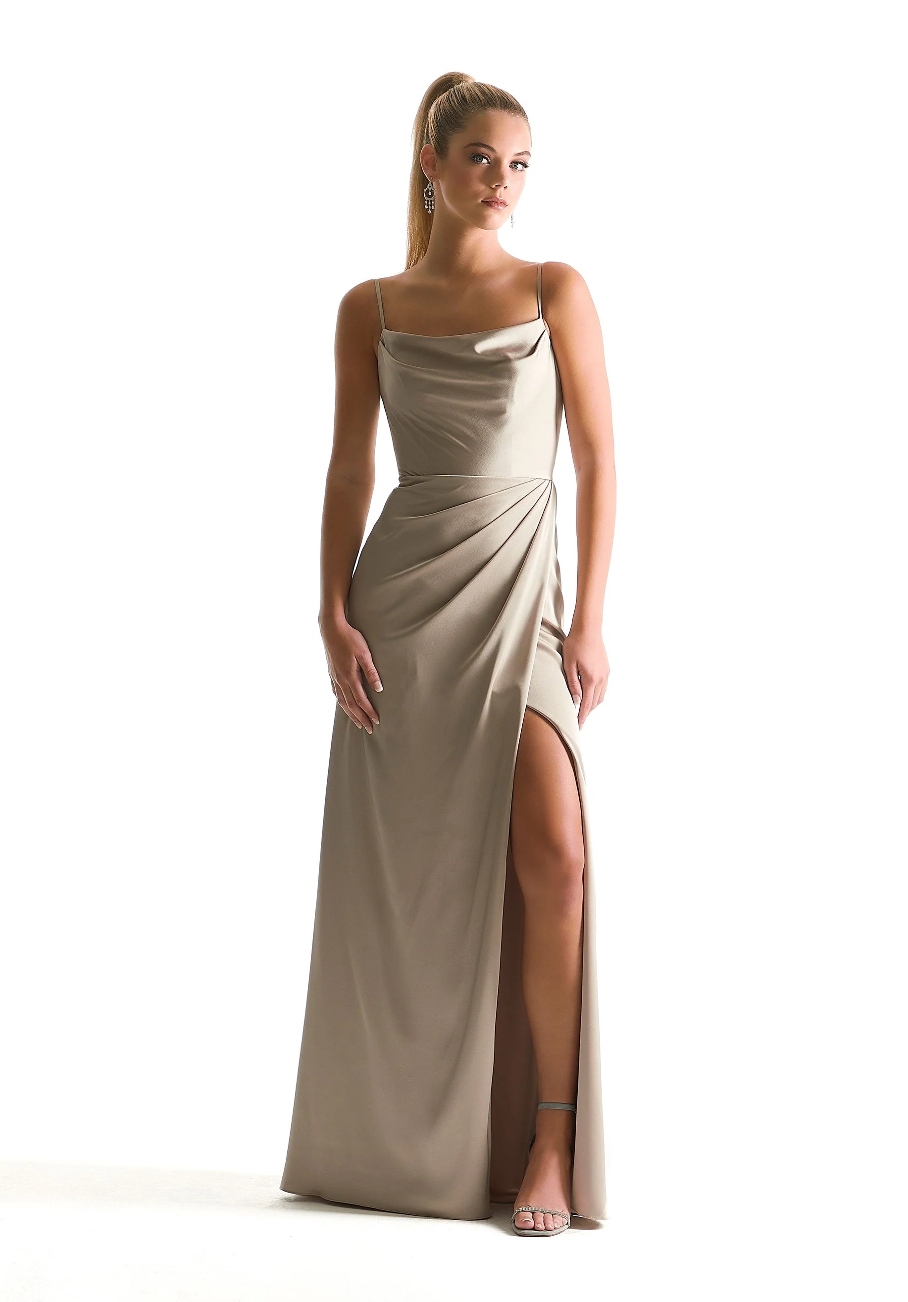 Cowl Neck Luxe Satin Bridesmaid Dress - Image 15