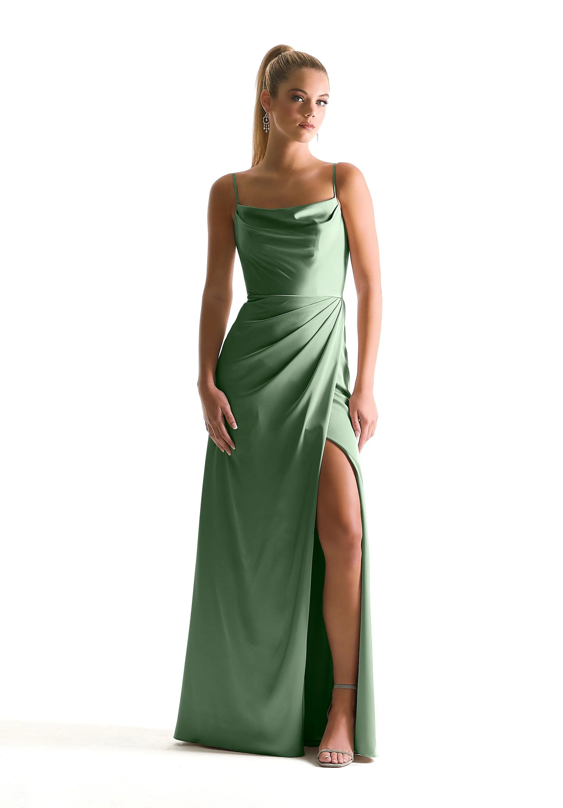 Cowl Neck Luxe Satin Bridesmaid Dress - Image 16