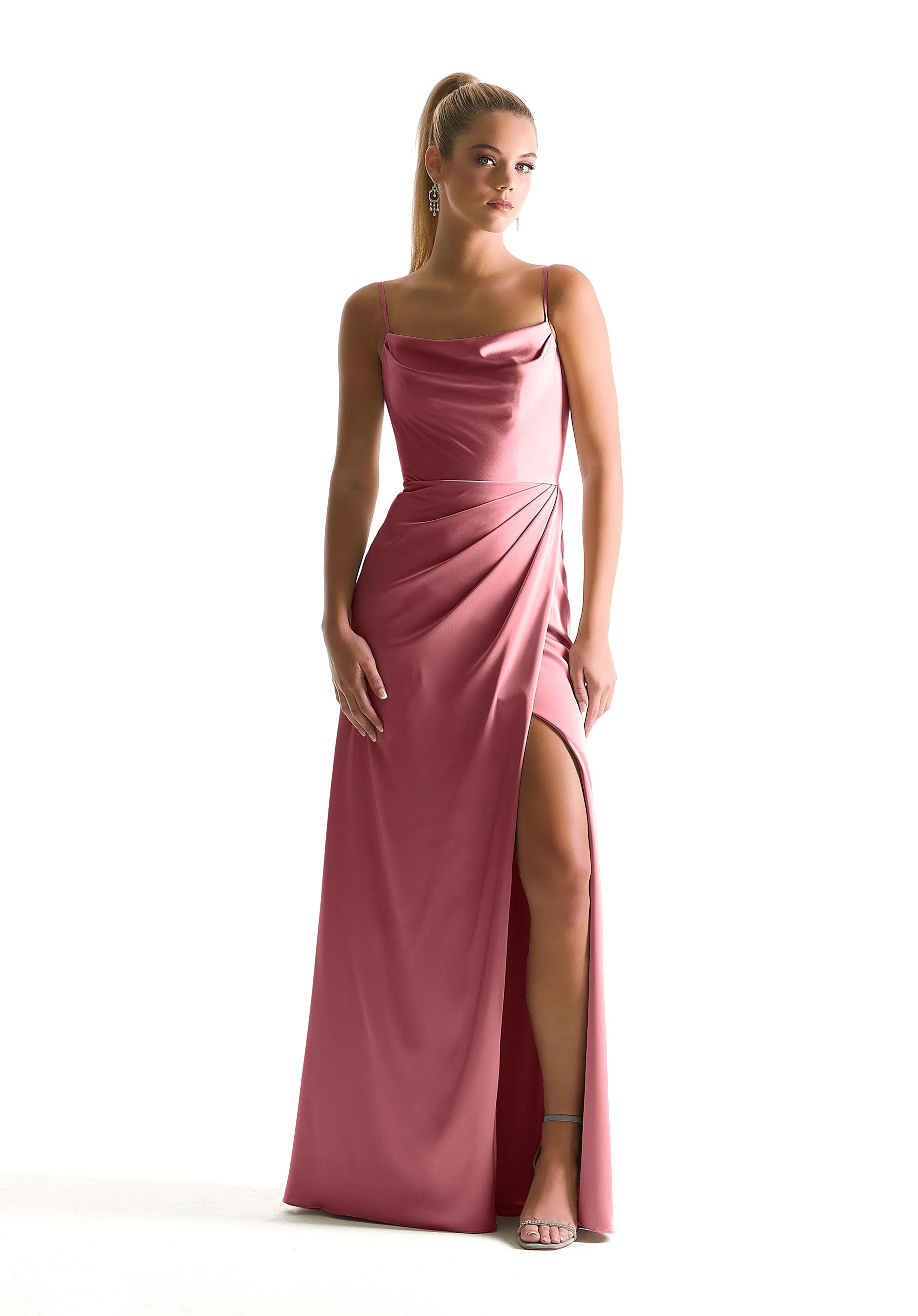 Cowl Neck Luxe Satin Bridesmaid Dress - Image 17