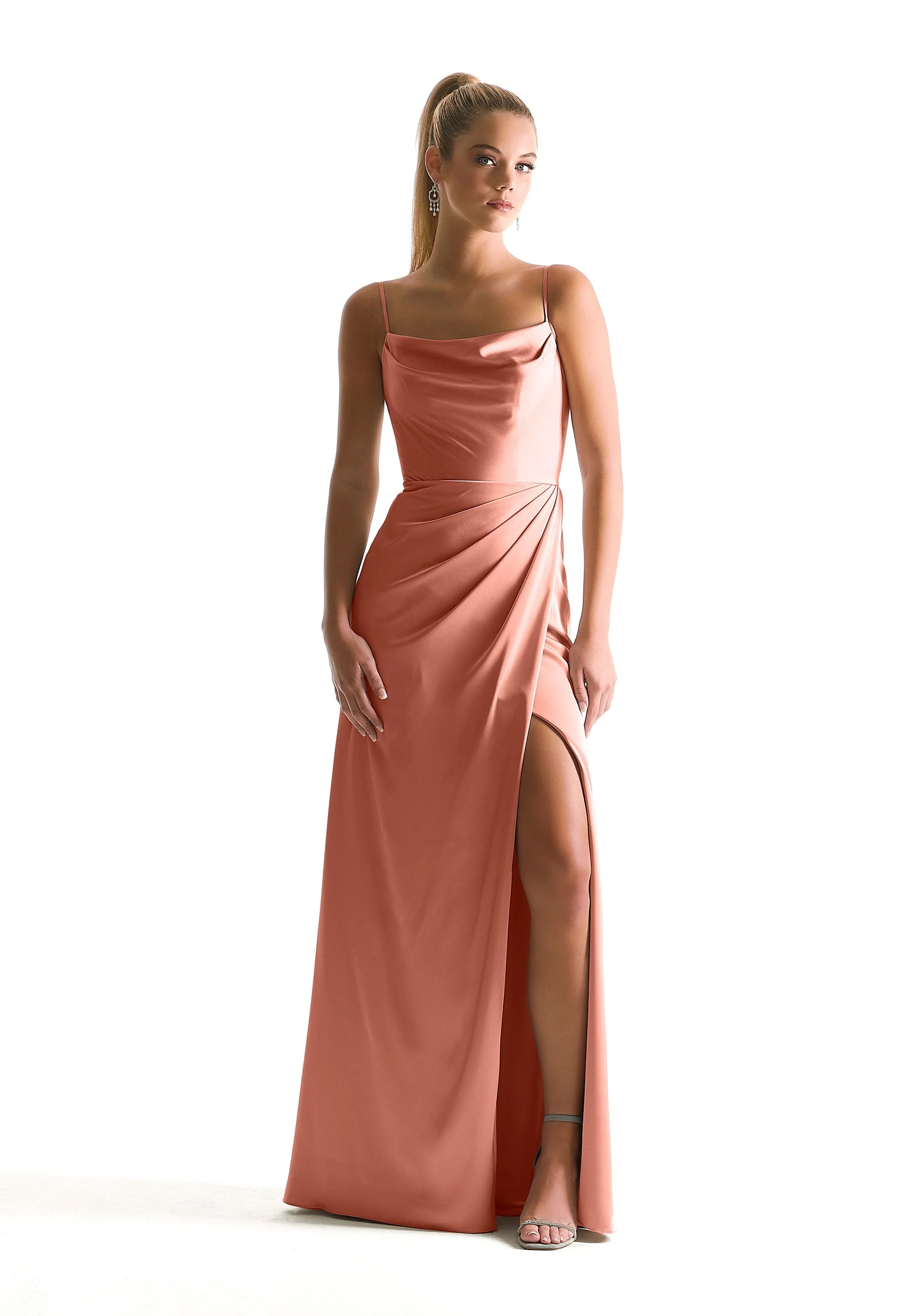 Cowl Neck Luxe Satin Bridesmaid Dress - Image 19