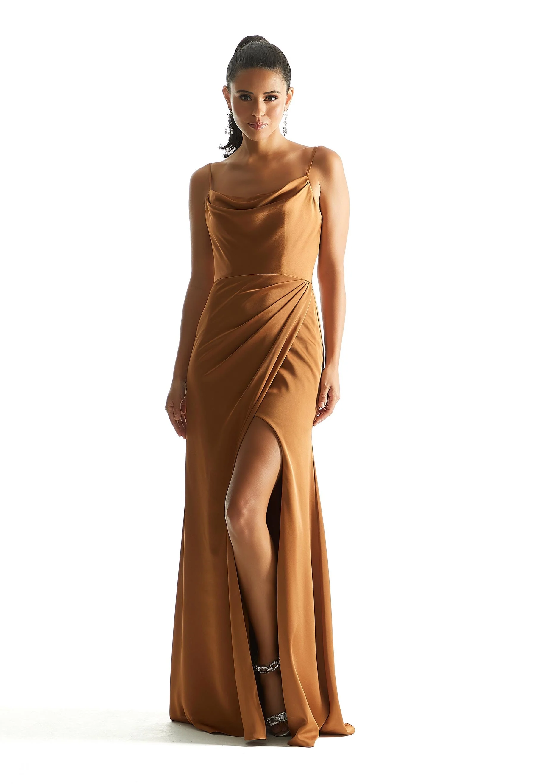 Cowl Neck Luxe Satin Bridesmaid Dress - Image 3