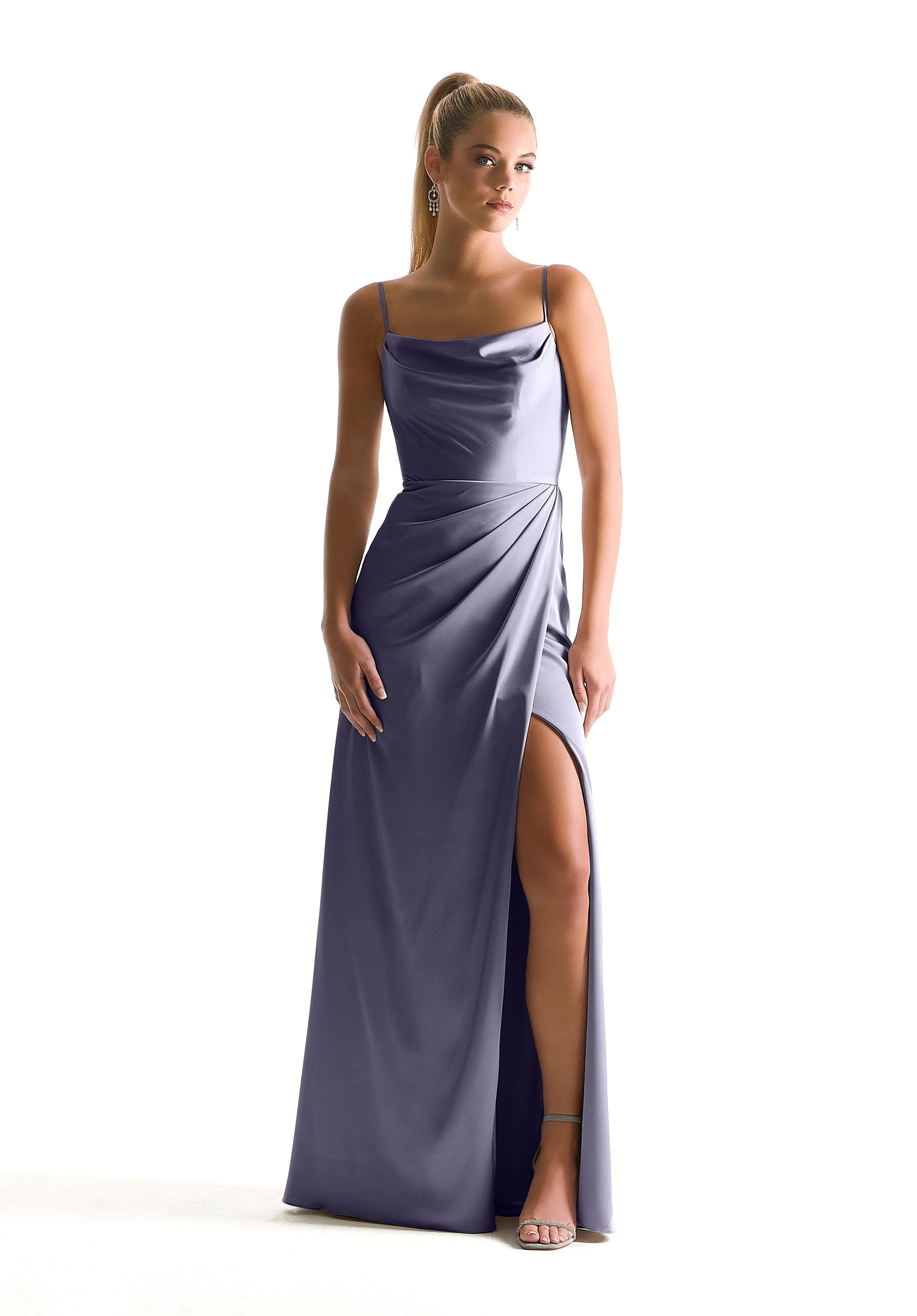Cowl Neck Luxe Satin Bridesmaid Dress - Image 6