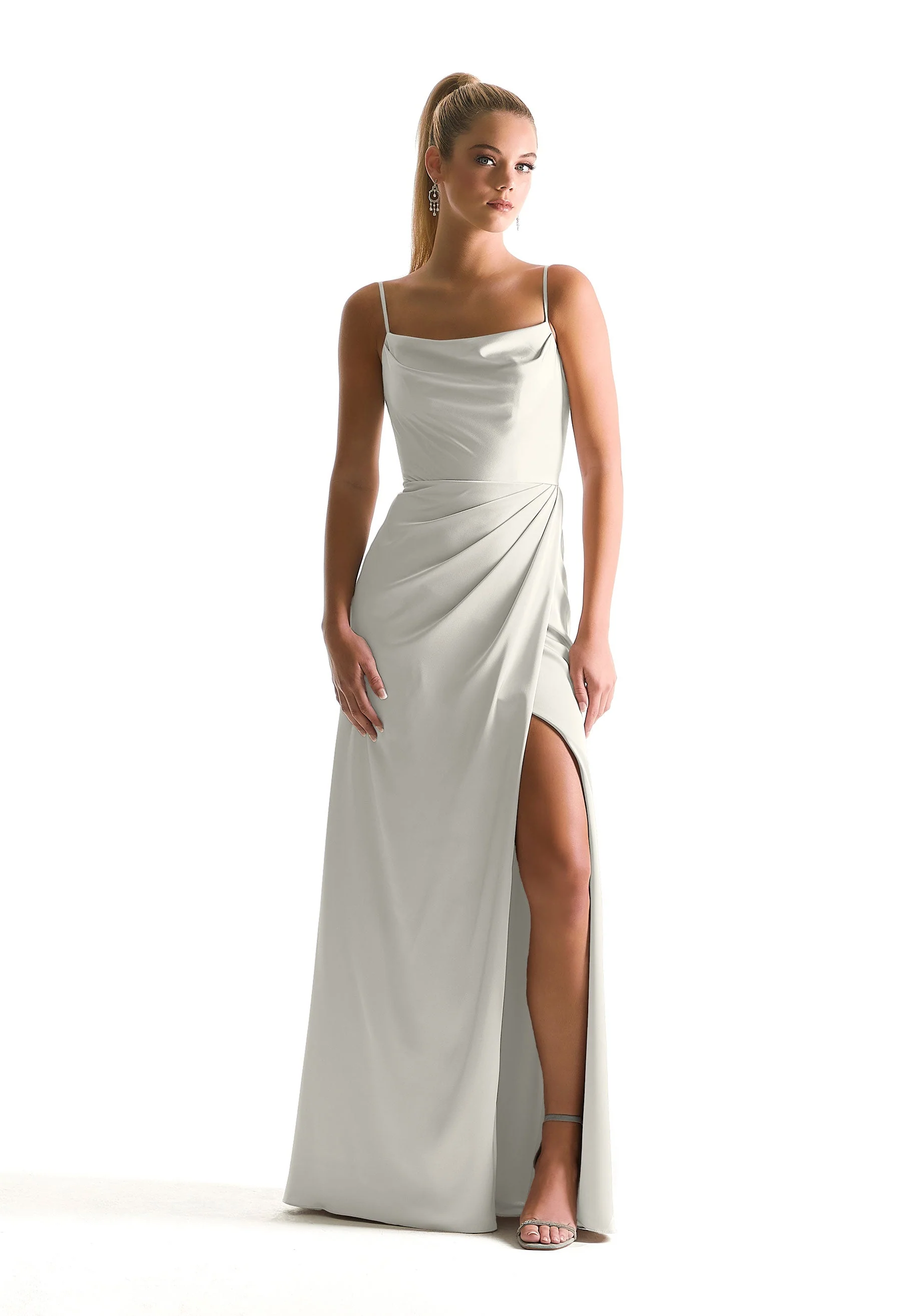 Cowl Neck Luxe Satin Bridesmaid Dress - Image 7