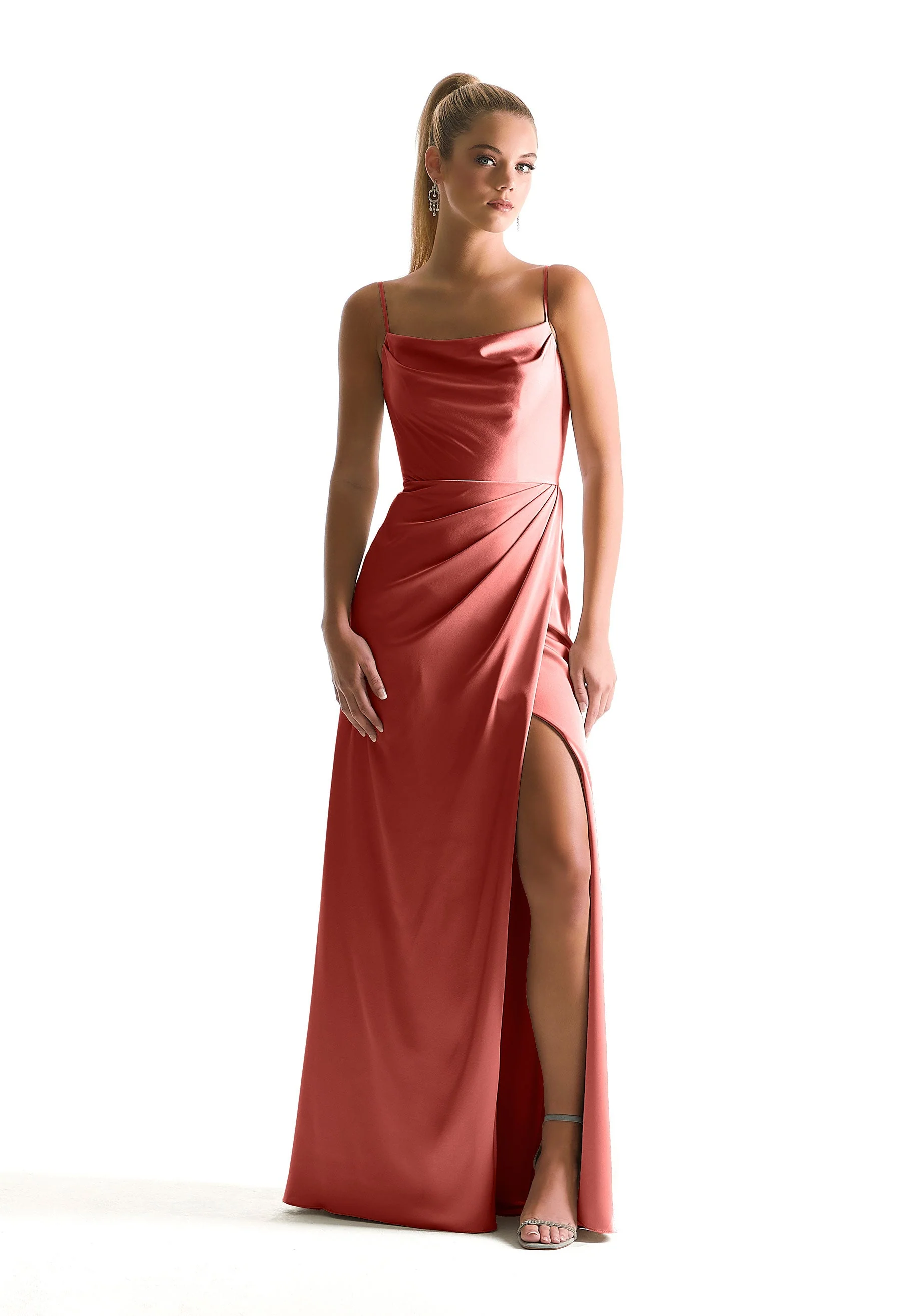Cowl Neck Luxe Satin Bridesmaid Dress - Image 8