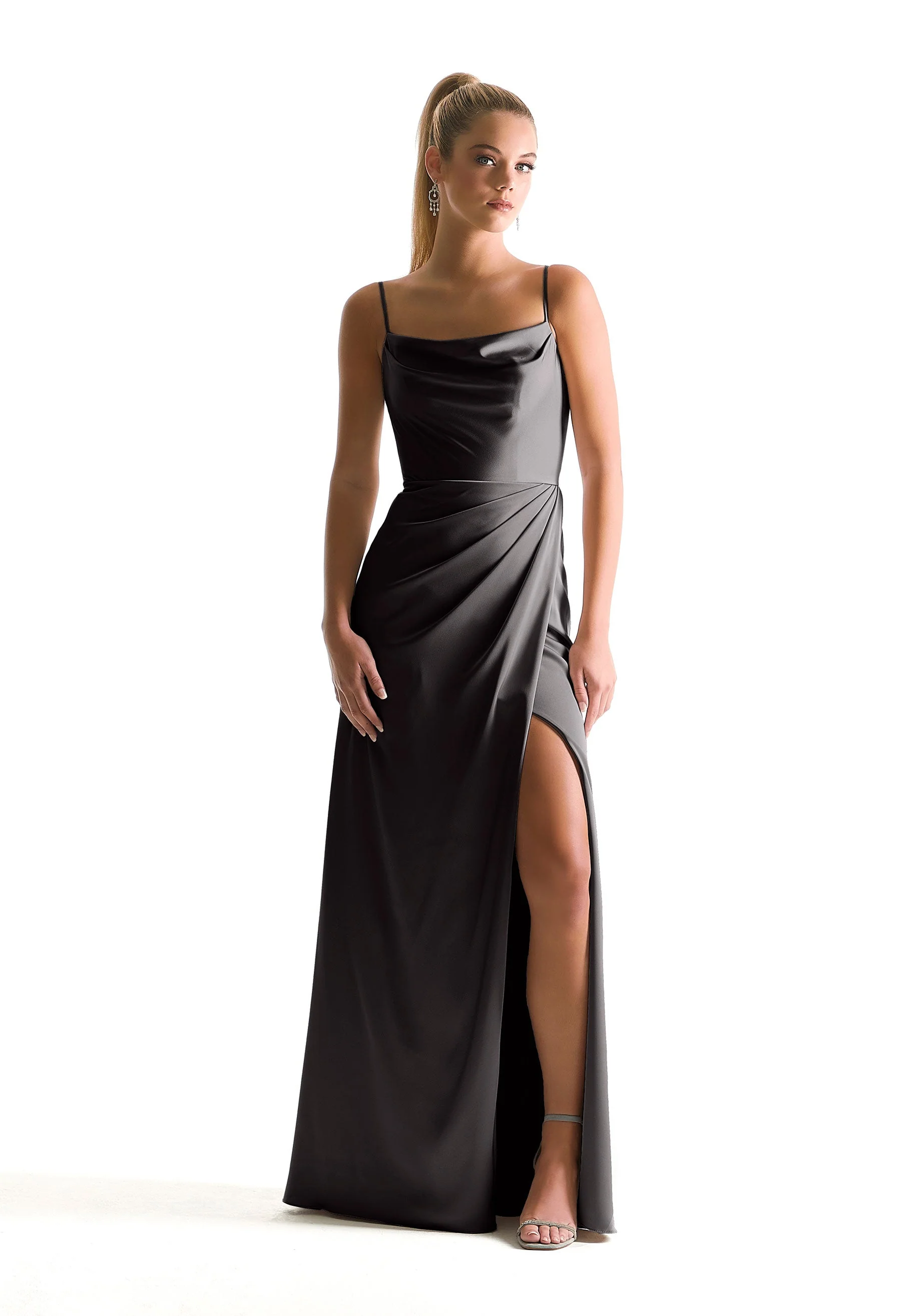 Cowl Neck Luxe Satin Bridesmaid Dress - Image 9