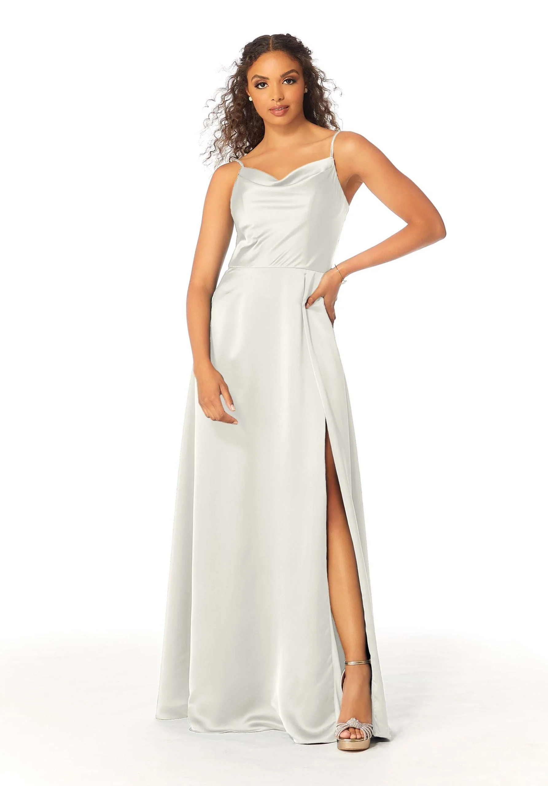 Cowl Neck Silky Satin Bridesmaid Dress - Image 10