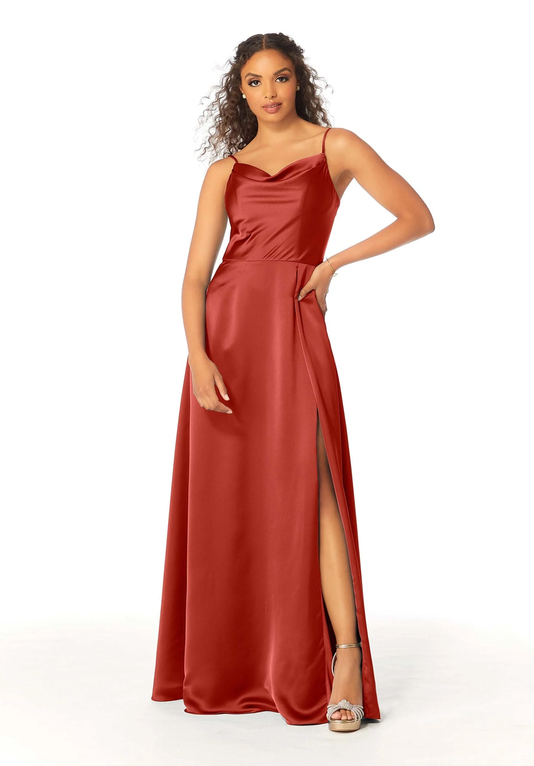Cowl Neck Silky Satin Bridesmaid Dress - Image 17