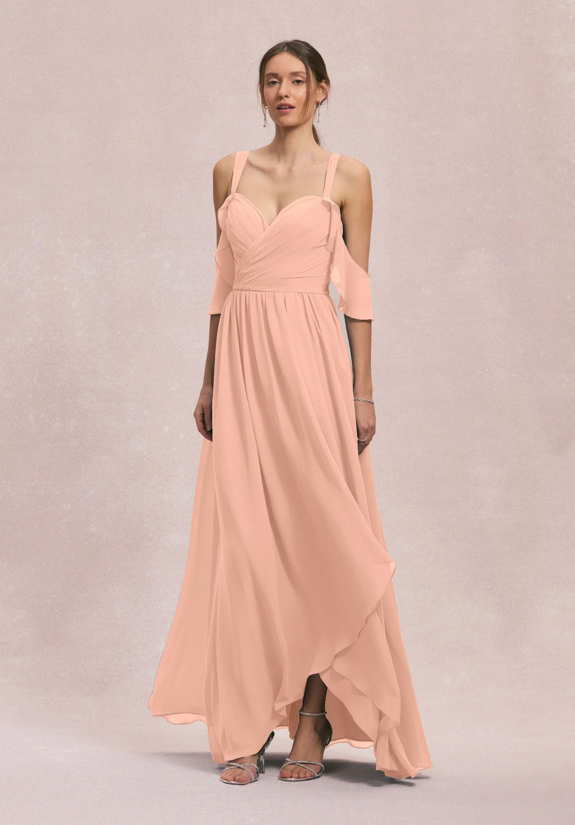 Criss Cross Draped Sweetheart Chiffon Bridesmaid Dress - Image 11