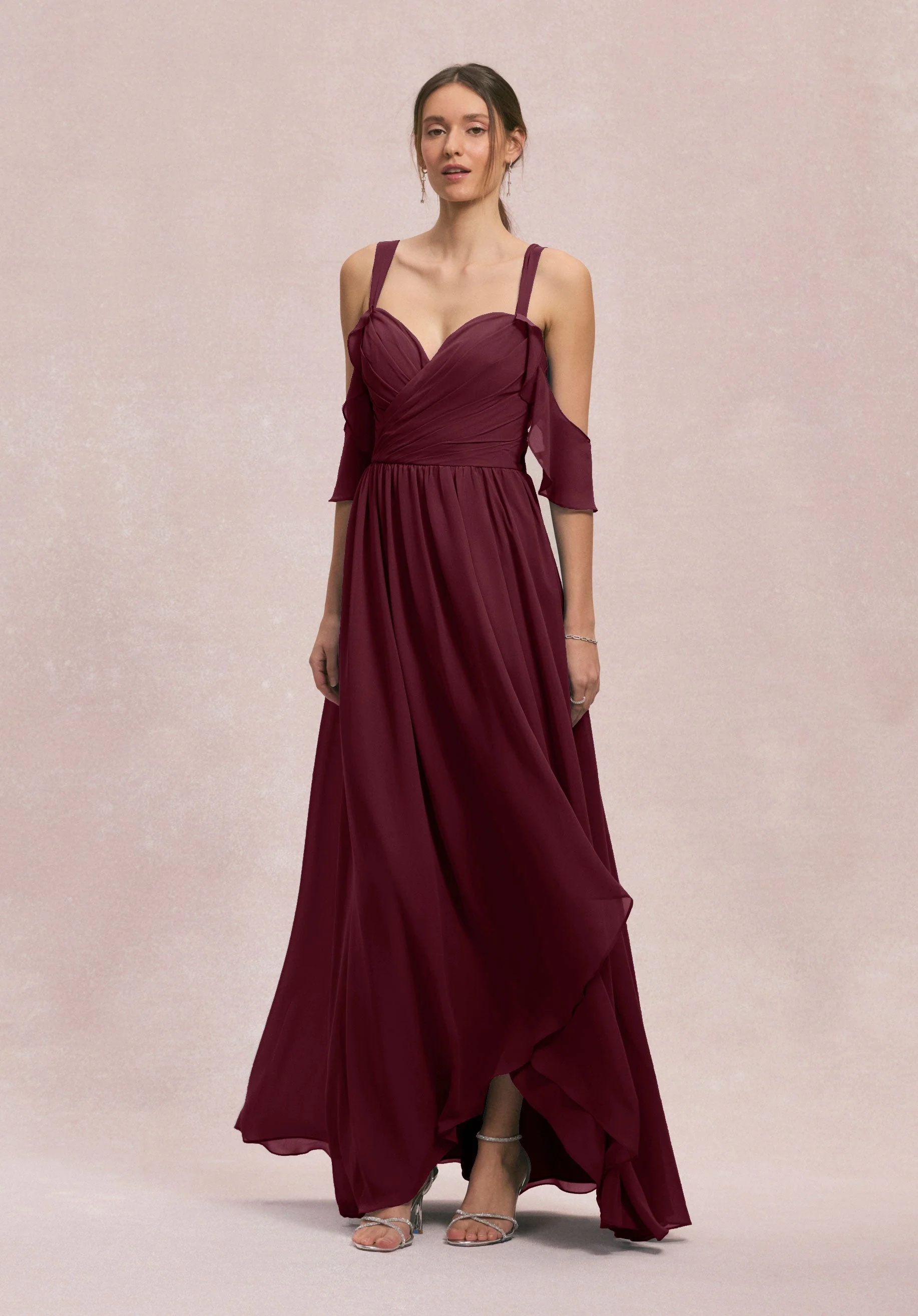 Criss Cross Draped Sweetheart Chiffon Bridesmaid Dress - Image 12