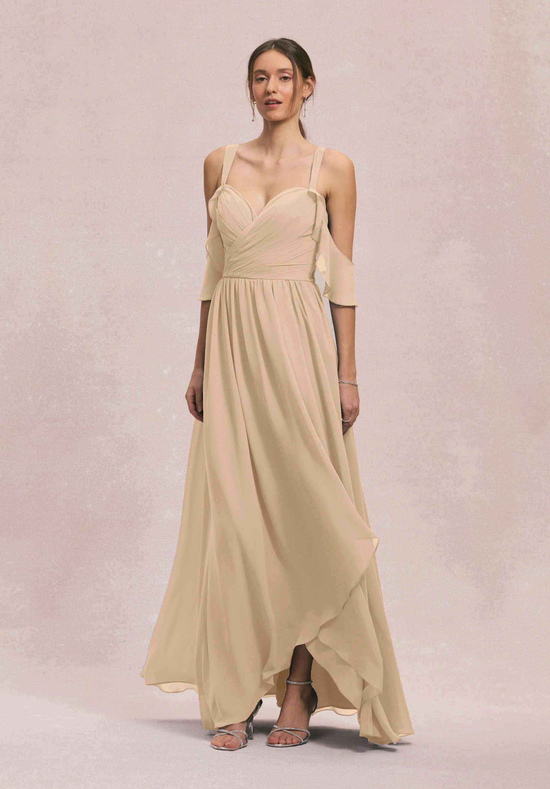 Criss Cross Draped Sweetheart Chiffon Bridesmaid Dress - Image 16