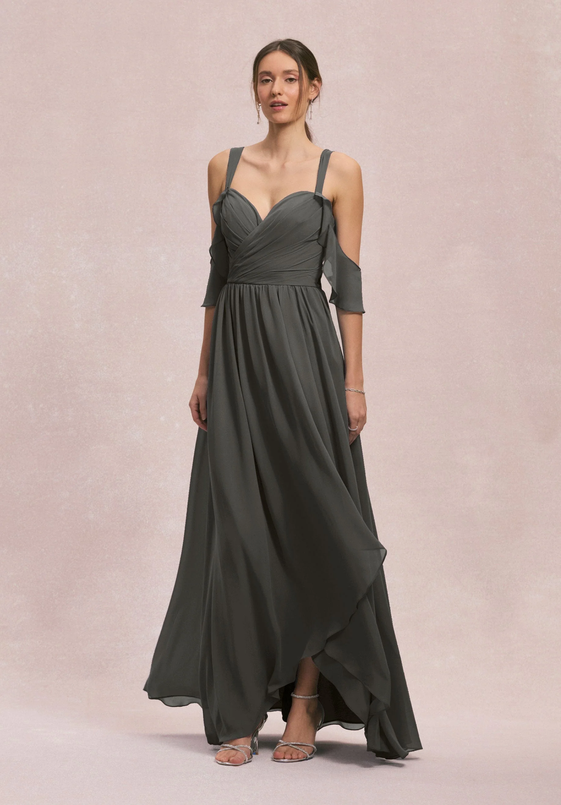 Criss Cross Draped Sweetheart Chiffon Bridesmaid Dress - Image 17