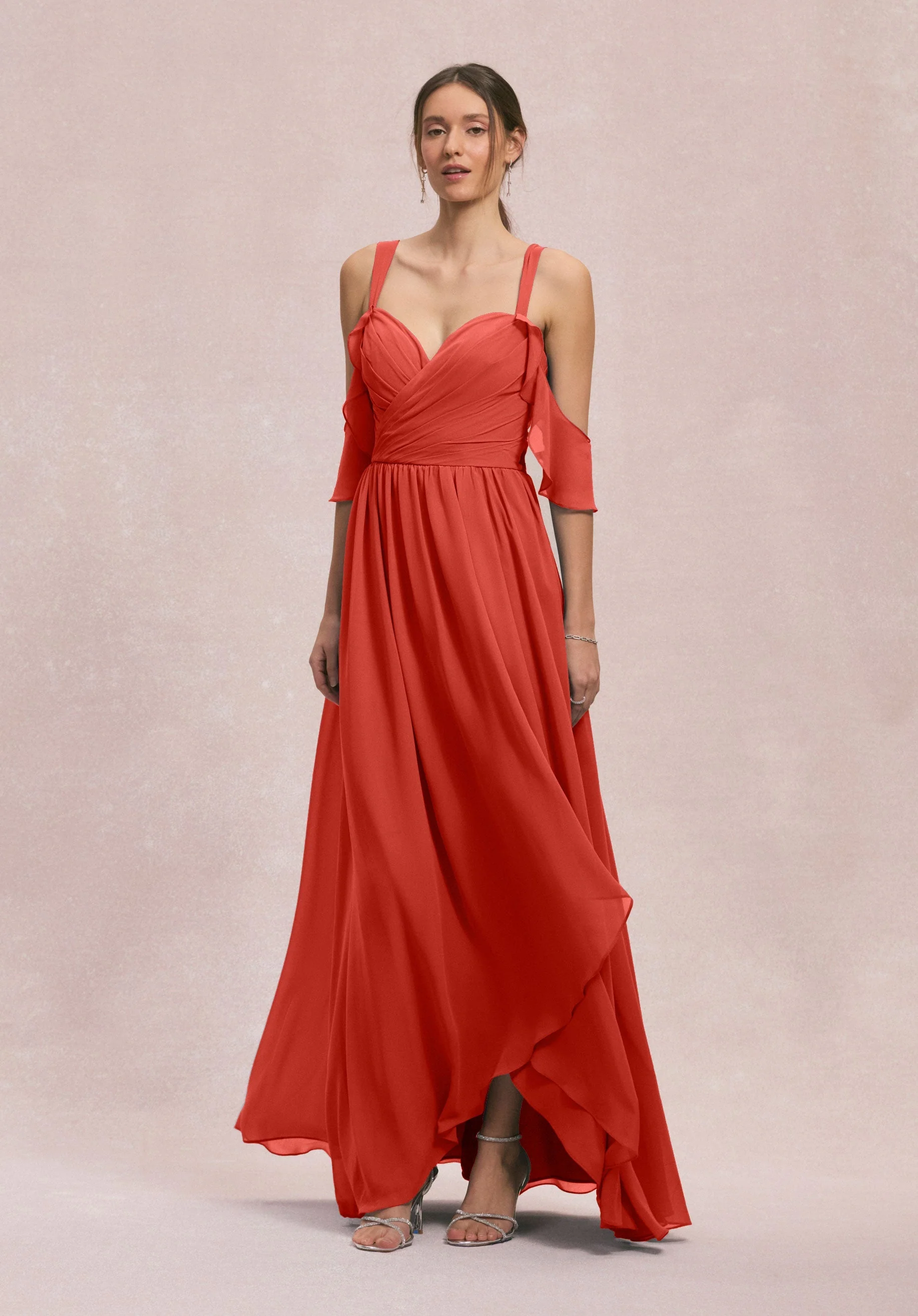 Criss Cross Draped Sweetheart Chiffon Bridesmaid Dress - Image 18