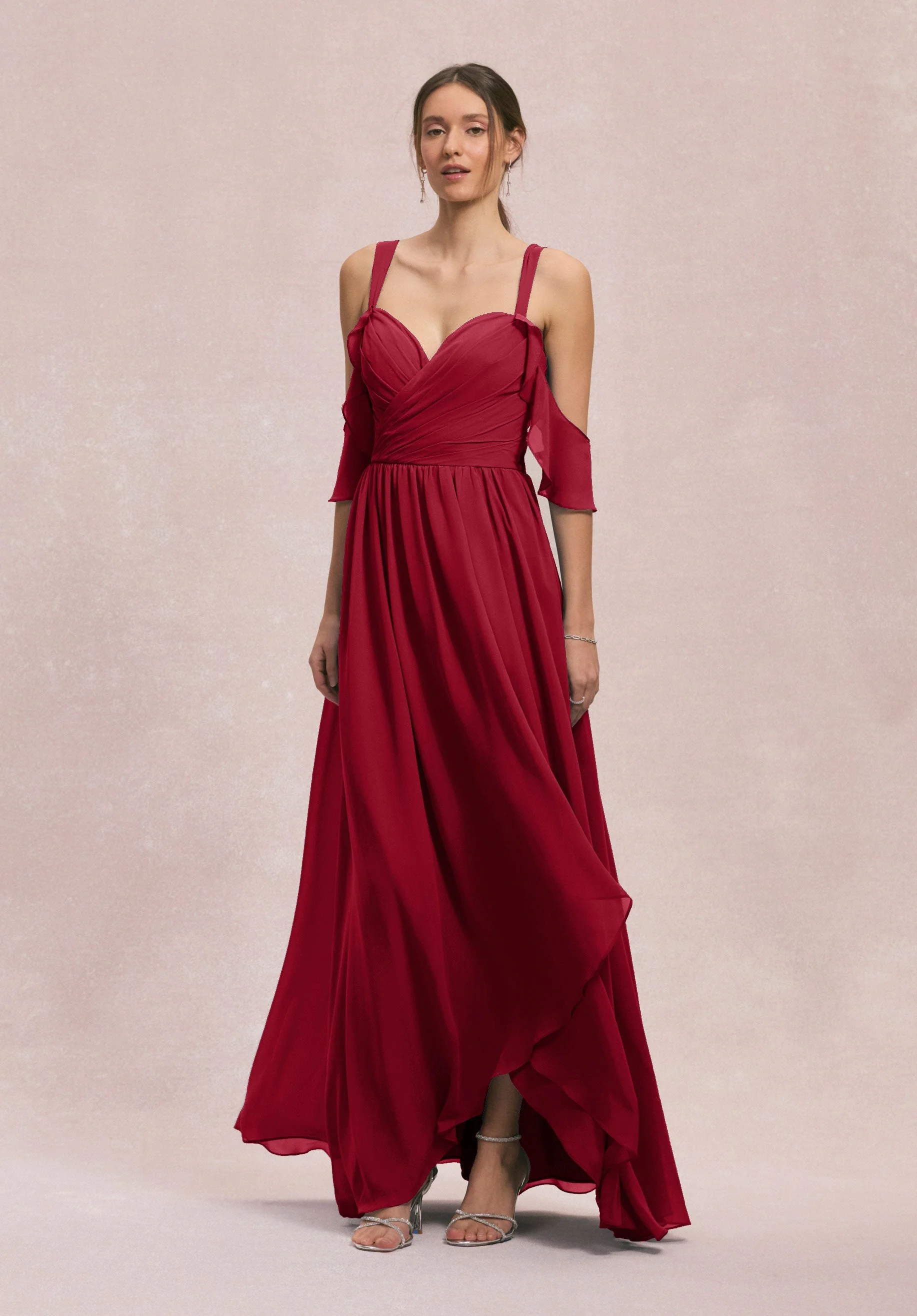 Criss Cross Draped Sweetheart Chiffon Bridesmaid Dress - Image 19