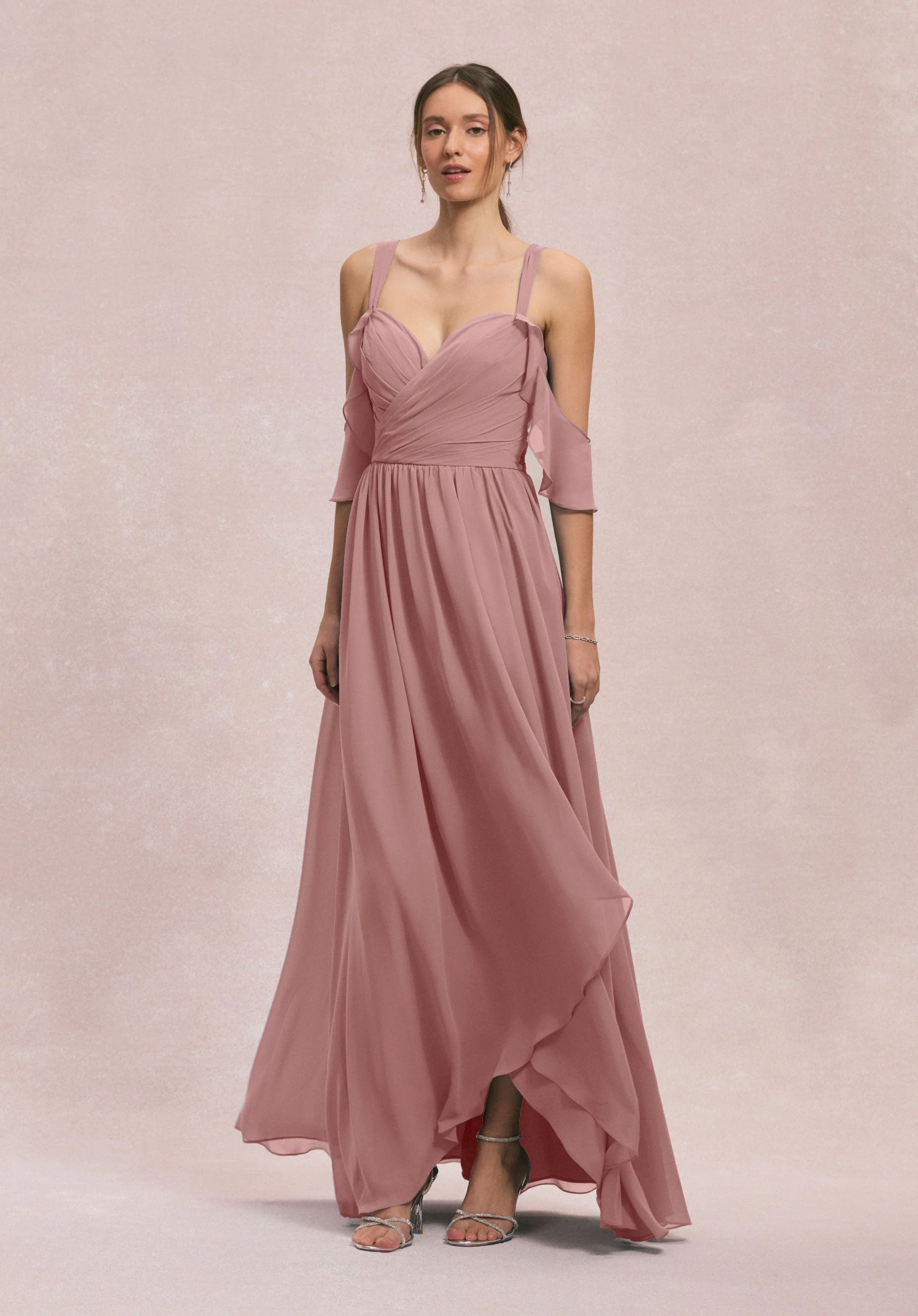 Criss Cross Draped Sweetheart Chiffon Bridesmaid Dress - Image 22