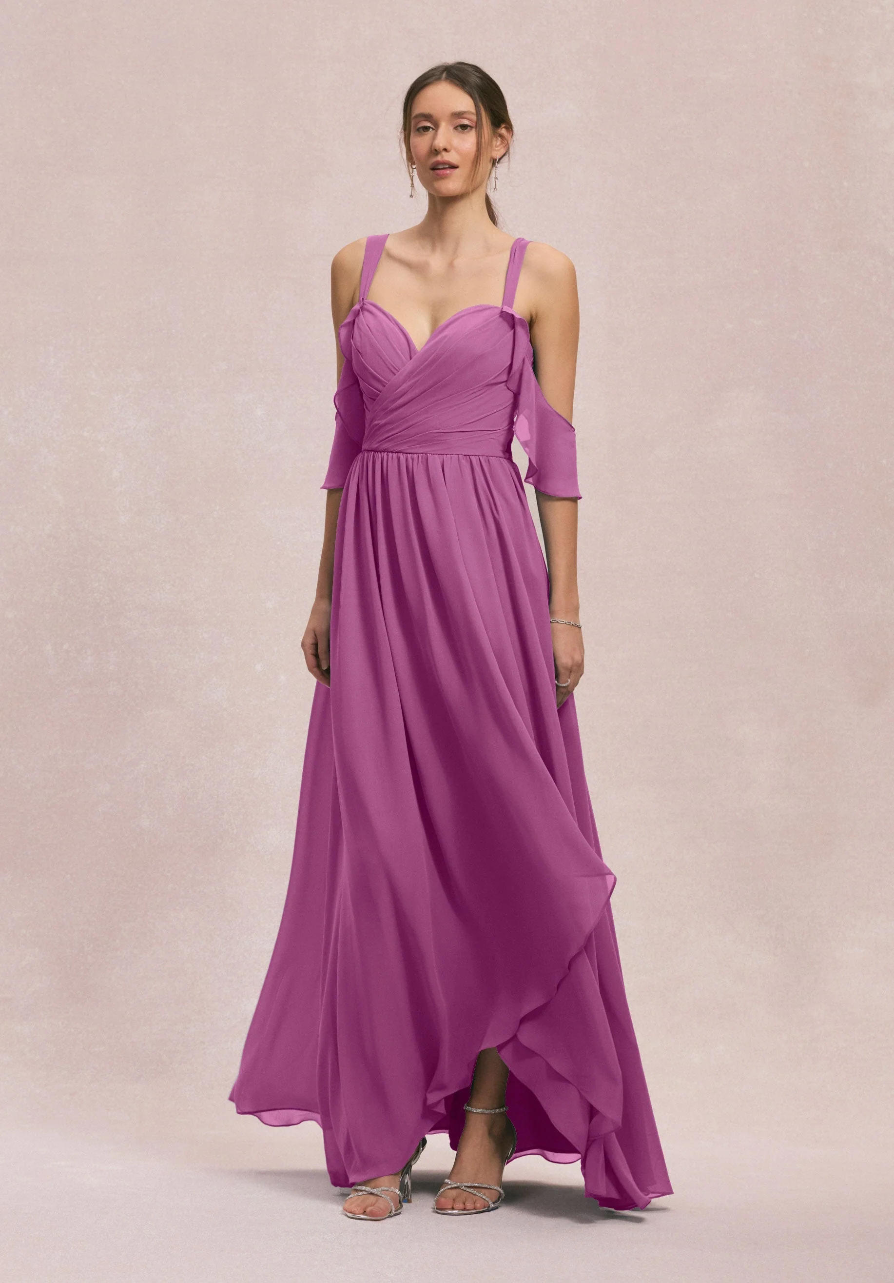 Criss Cross Draped Sweetheart Chiffon Bridesmaid Dress - Image 40