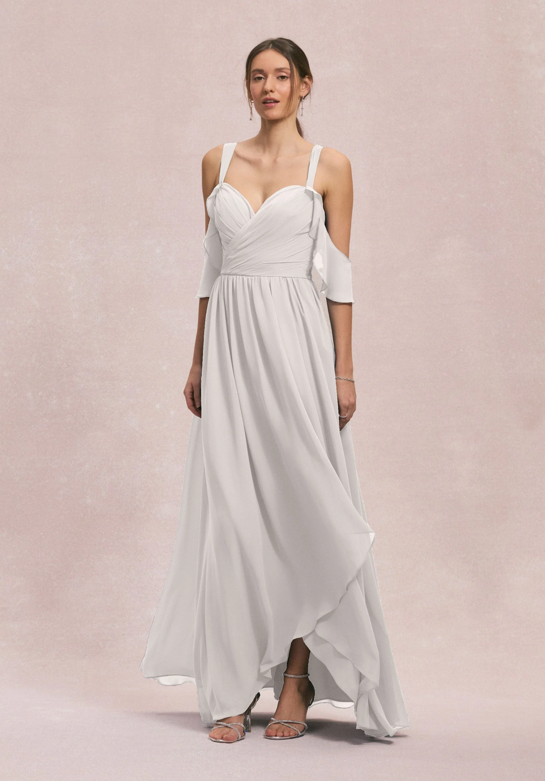 Criss Cross Draped Sweetheart Chiffon Bridesmaid Dress - Image 46