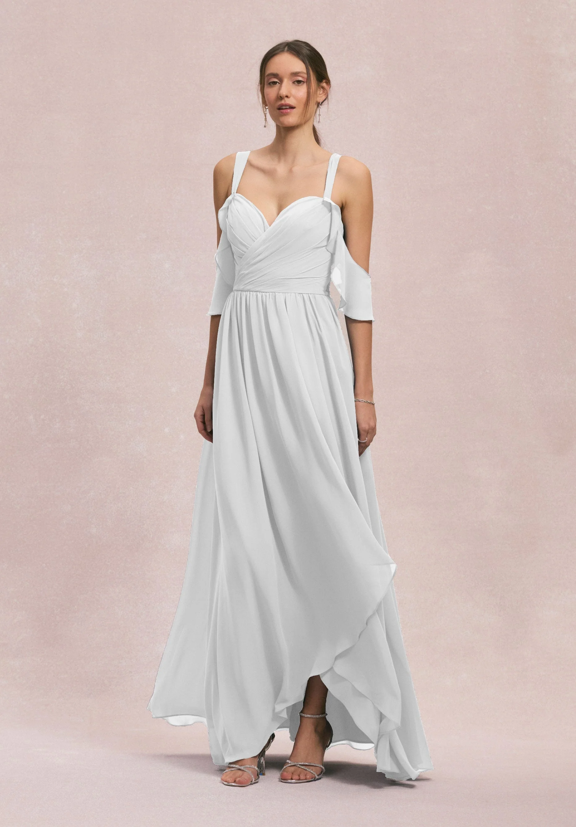 Criss Cross Draped Sweetheart Chiffon Bridesmaid Dress - Image 56