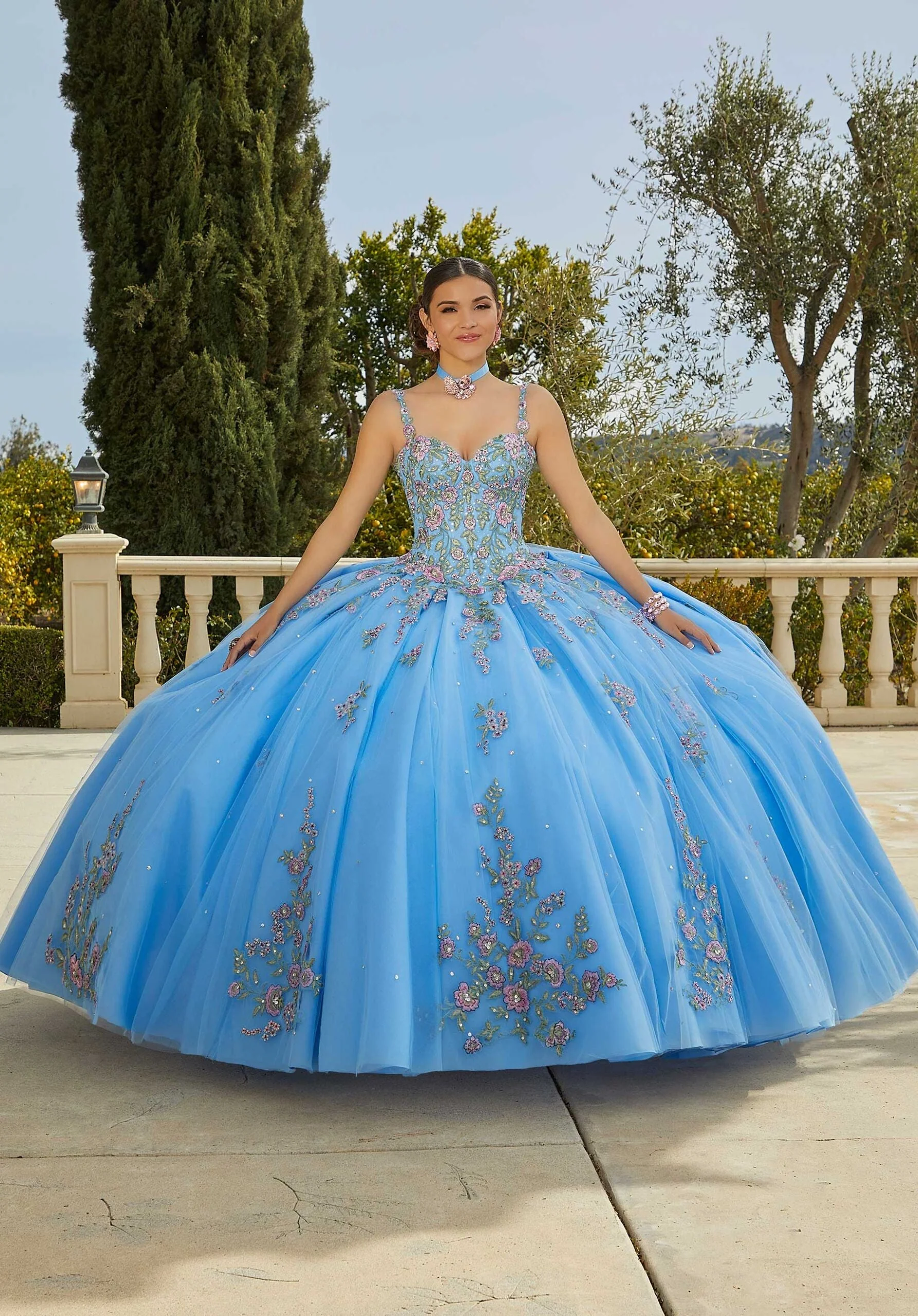 Crystal Beaded Contrasting Embroidered Quniceañera Dress - Image 6