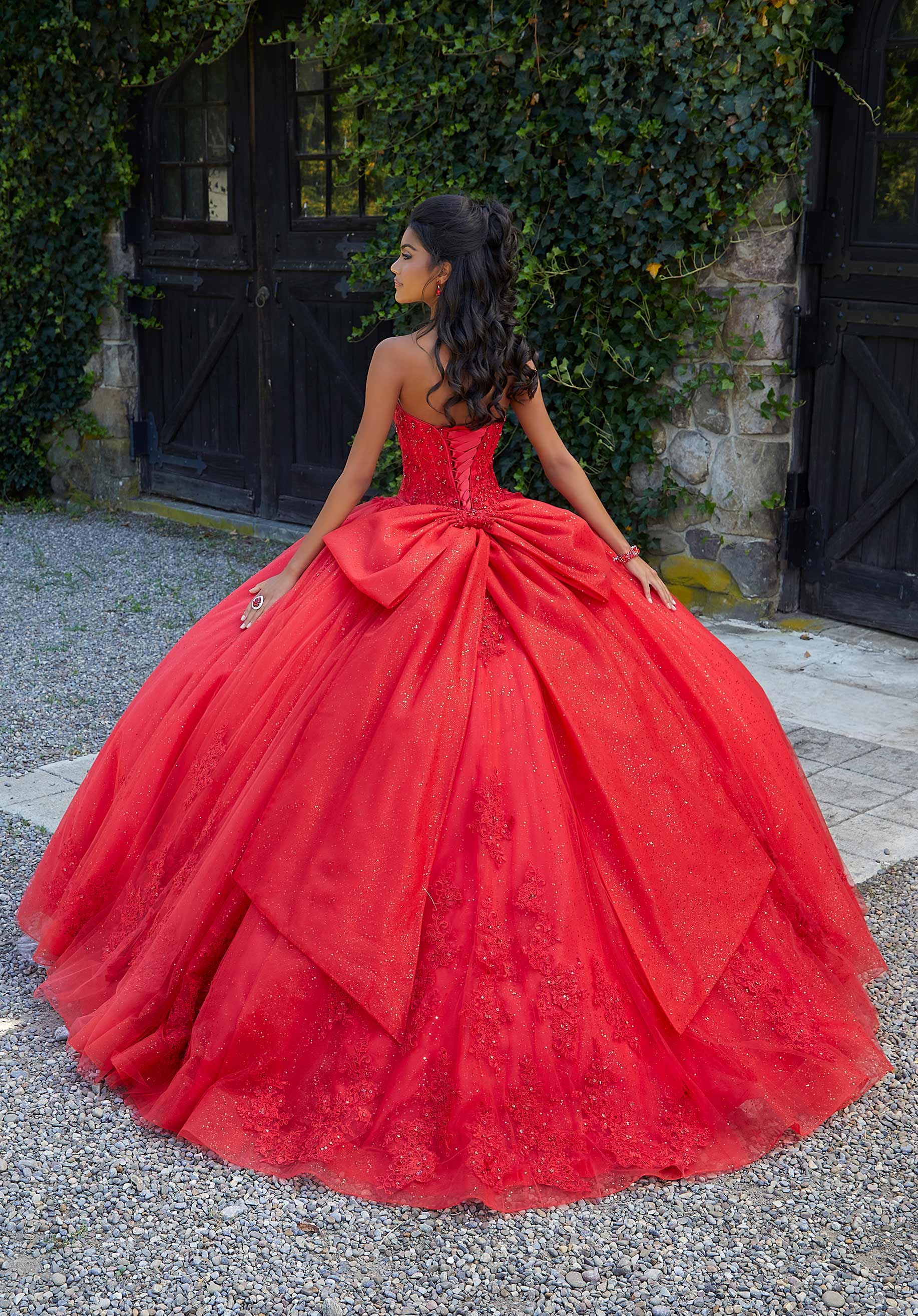 Crystal Beaded Lace on Sparkle Tulle Quinceañera Dress - Image 3