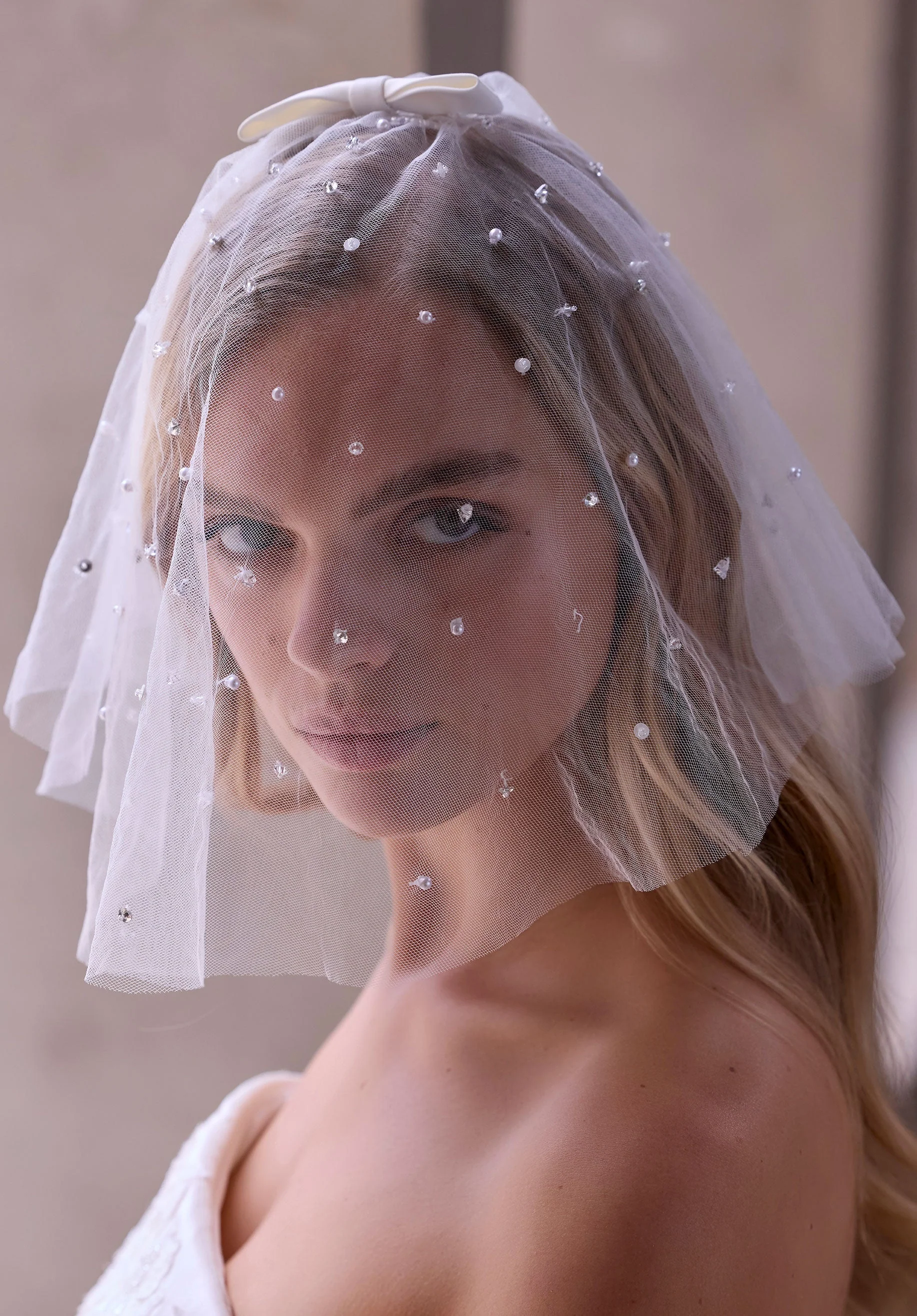 Crystal Embroidered Bandeau Tulle Veil