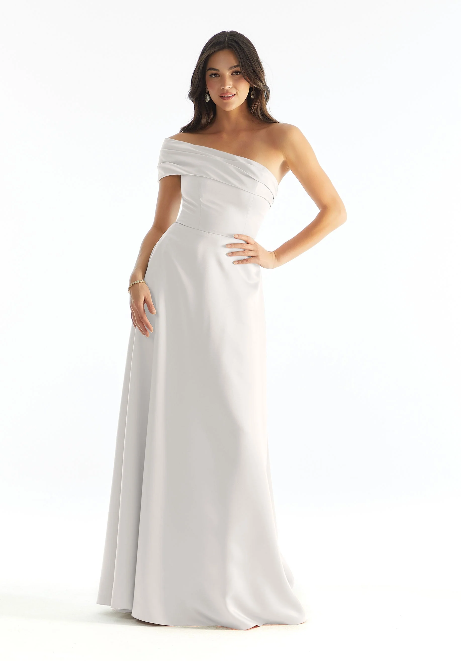 Cuffed One Shoulder Satin Bridesmaid Dress - Image 11